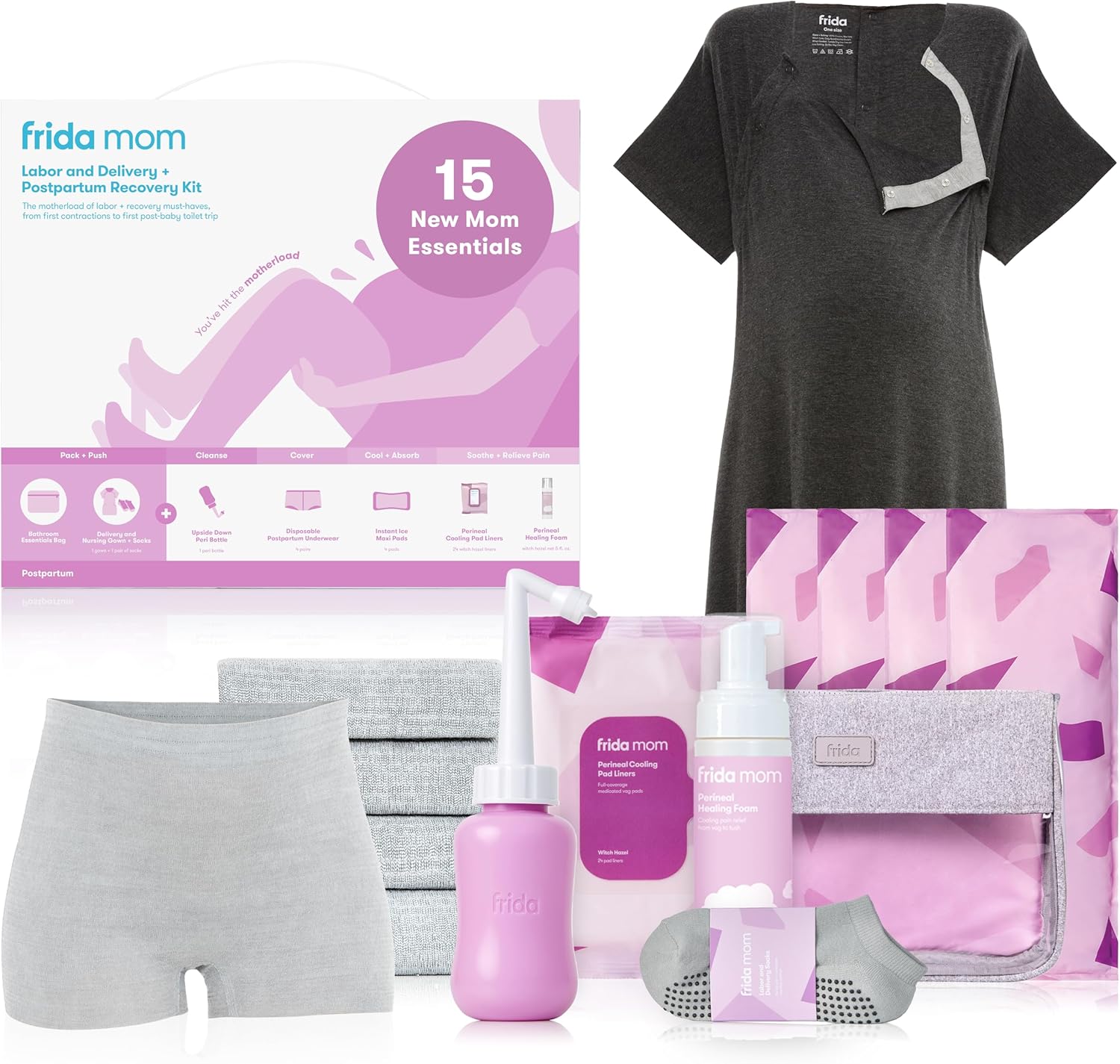Frida Mom 15pc Labor & Postpartum Kit Gift Set for Baby Showers & Mom to Be