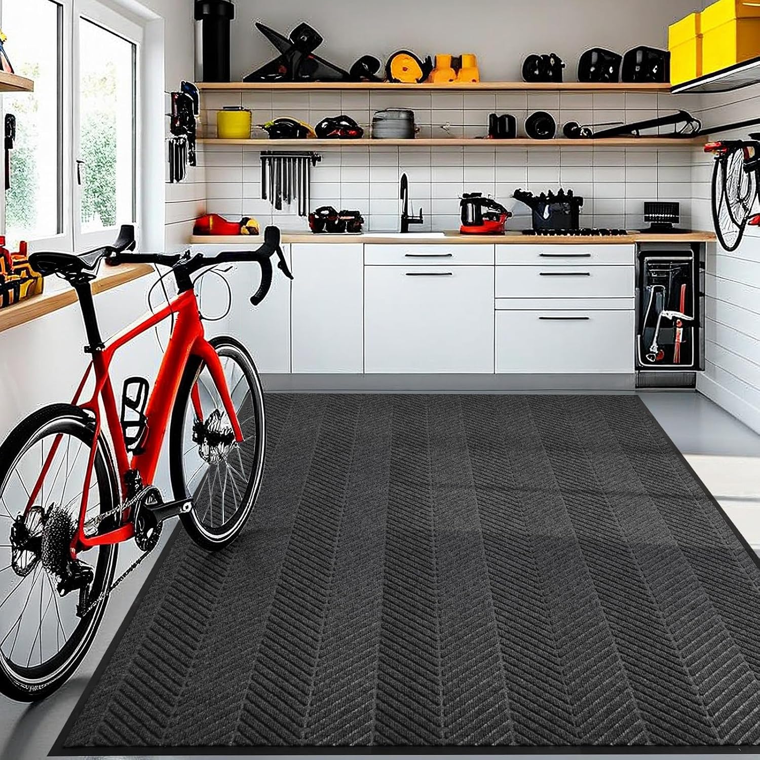 5′x7′ Heavy Duty Front Door Mat, Large Non-Slip Industrial Rug