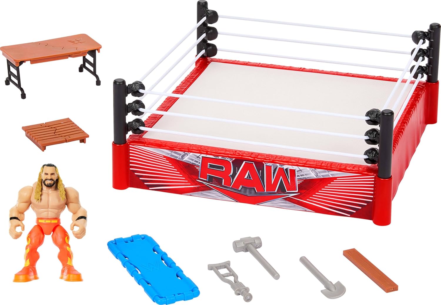 WWE Knuckle Crunchers Action Figure & Rebound Ring Playset, Includes 2.5-inch Seth Rollins Figure with Crunching Joints, Accessories & Flex Mat Technology, JFK77