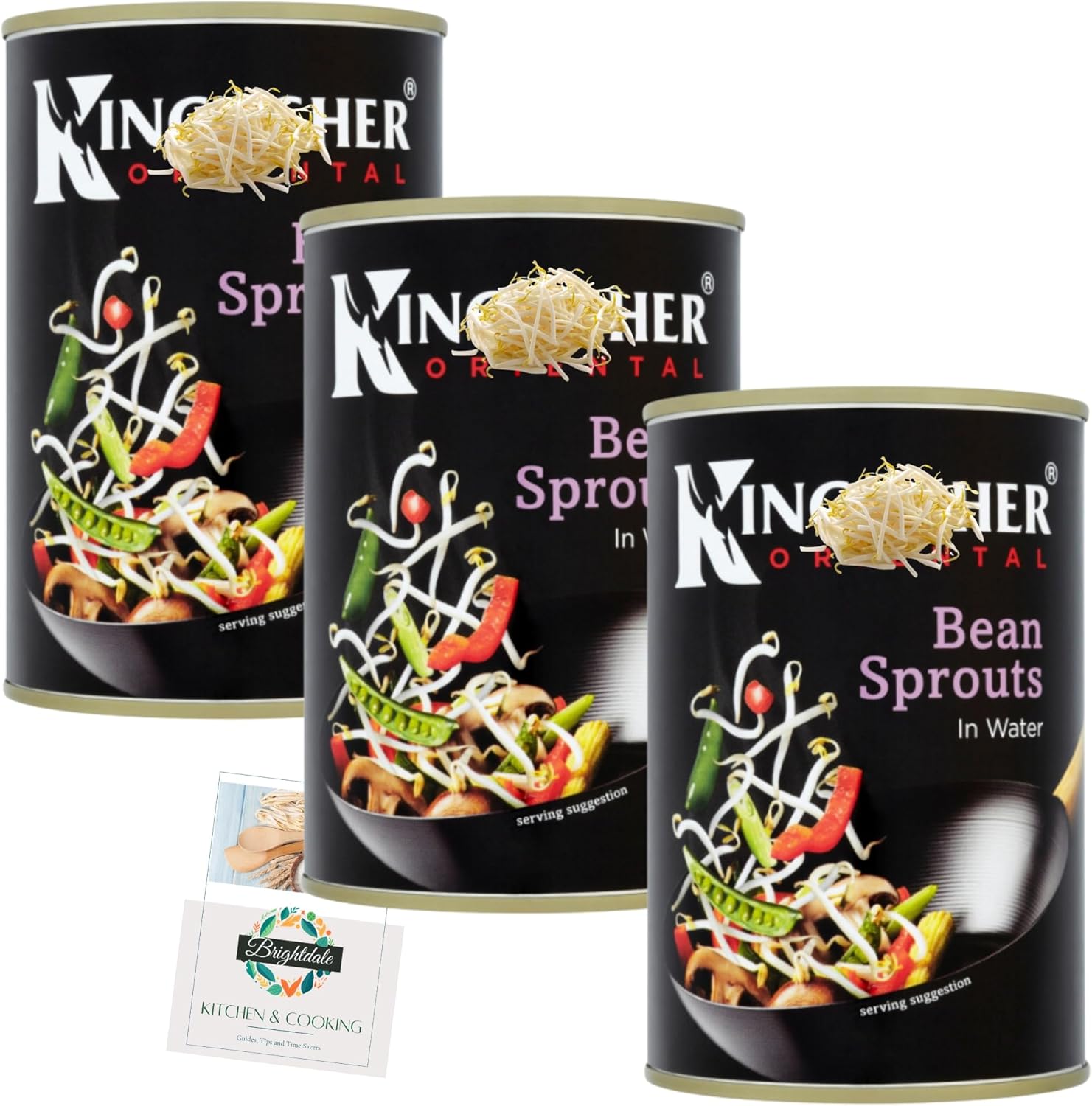 Stir Fry Vegetable Bundle with Kingsfisher Bean Sprouts In Water 410g 3 Pack + Brightdale Kitchen Booklet
