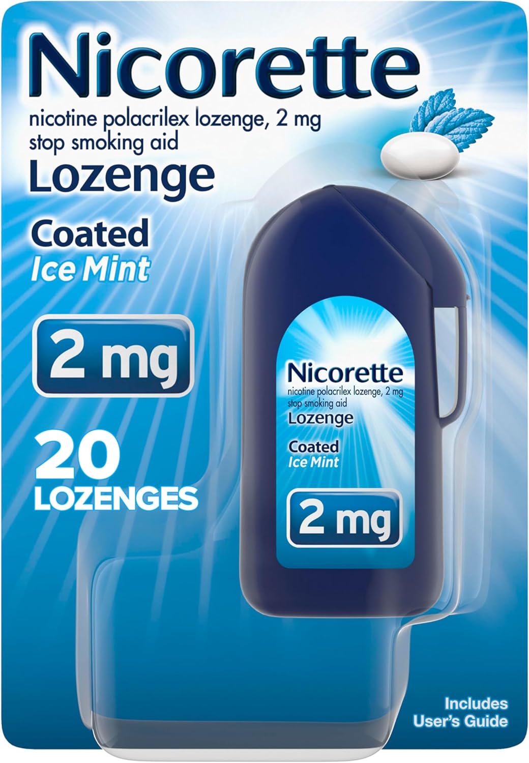 Nicorette 2 mg Coated Nicotine Lozenges to Help Stop Smoking - Ice Mint Flavored Stop Smoking Aid, 20 Count Lozenge
