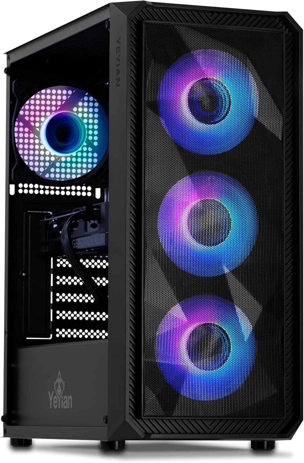 YEYIAN Gaming PC Tanto - Intel Core i5 12400F 4.4 GHz, GeForce RTX 4060 Gaming Desktop Computer, 1TB NVMe SSD, 16GB DDR5 RAM, Intel B760 Chipset, 650W Gold PSU, 4 ARGB Fans, Win 11 Home, USB-C 3.2