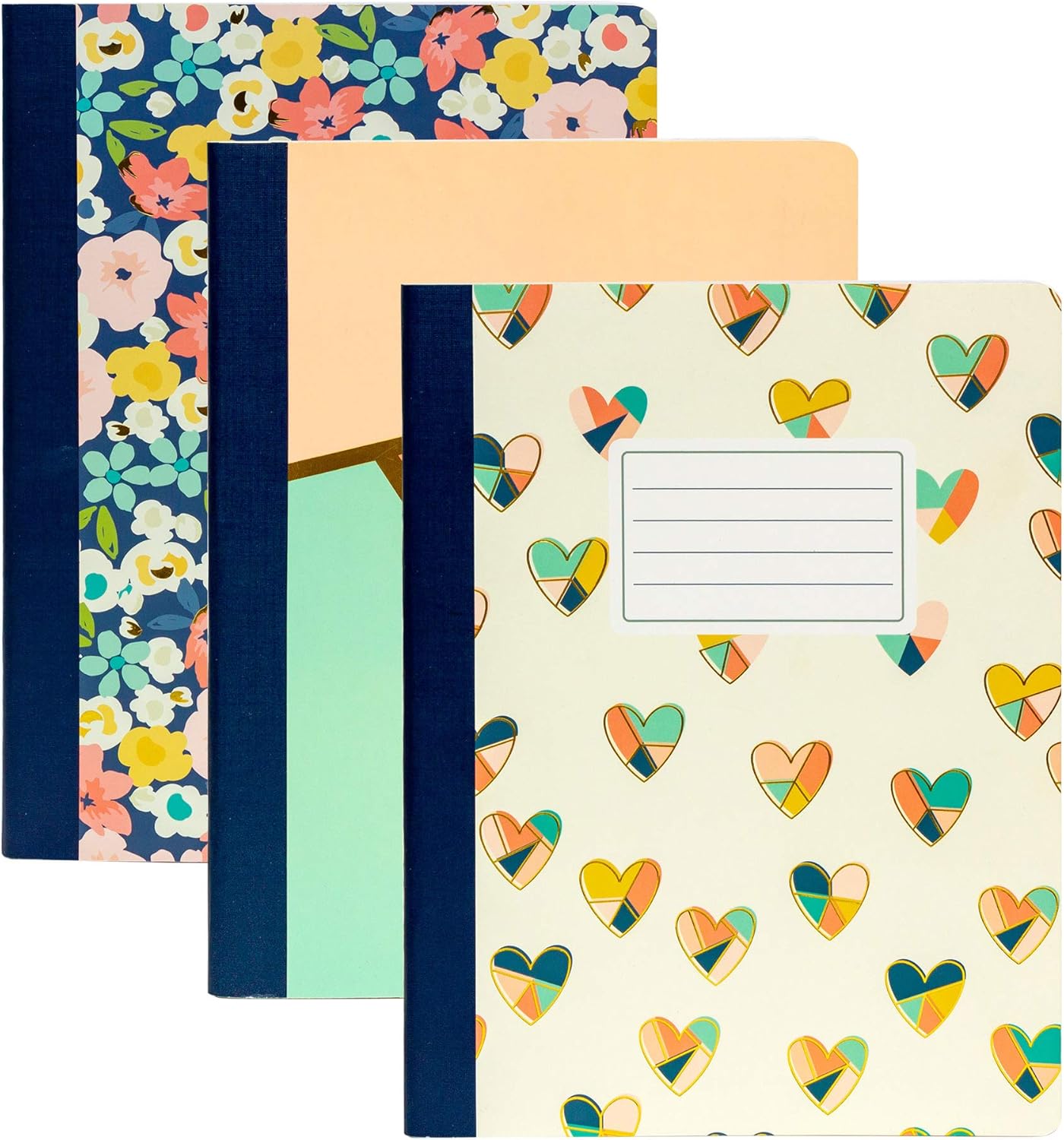 Pukka Pad, Carpe Diem Composition Notebooks - 3 Pack of Journals Featuring 140 Pages of College Ruled 80GSM Paper with Sturdy Cover Stock - 9.75 x 7.5in - Floral Love