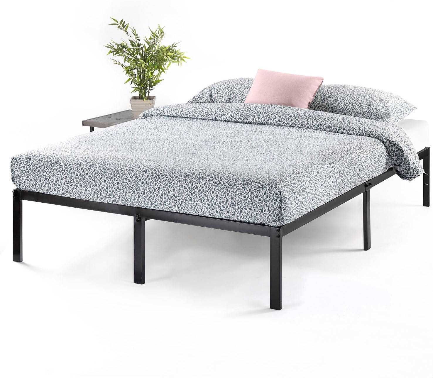 Best Price Mattress 14 Inch Metal Platform Beds w/ Heavy Duty Steel Slat Mattress Foundation (No Box Spring Needed), Queen, Black