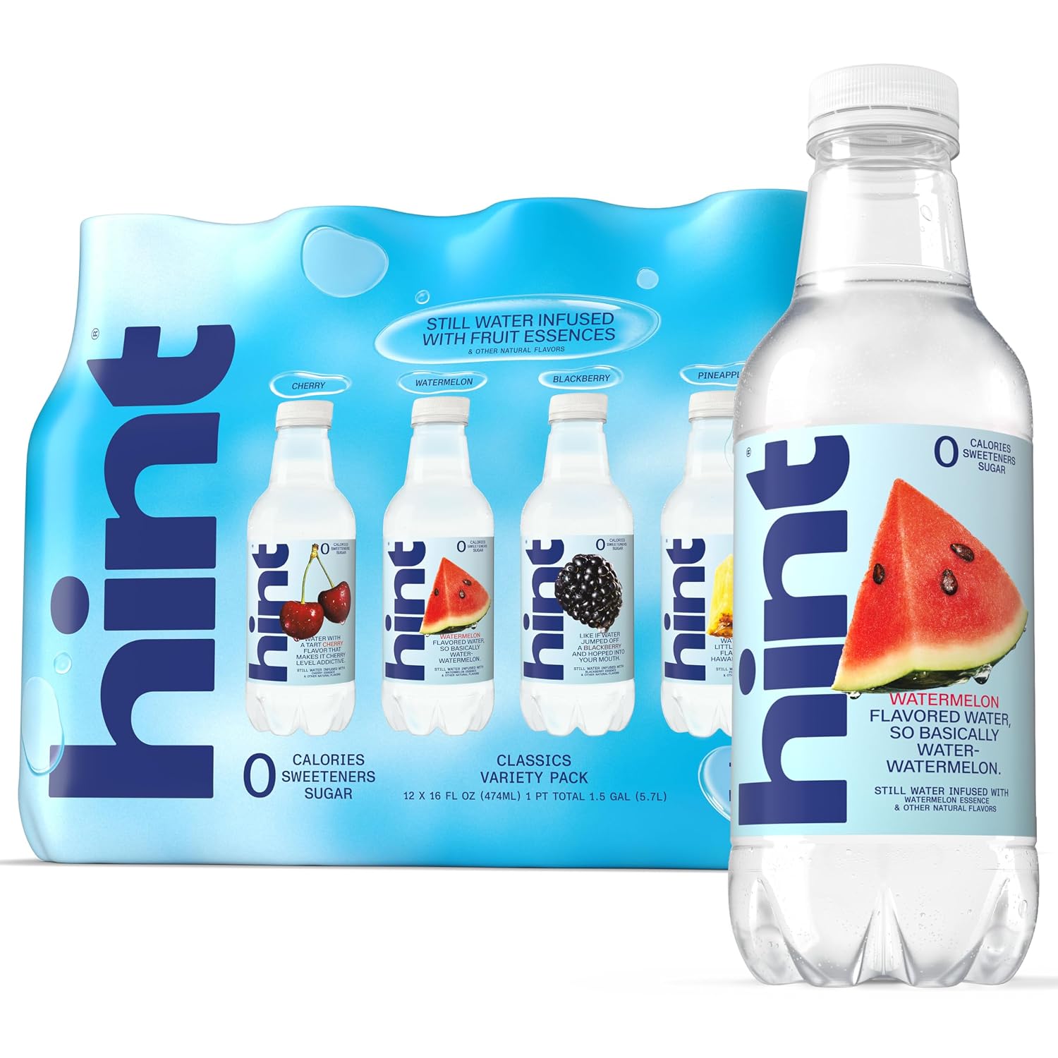 Hint Flavored Water Zero Sugar 0 Calories - Best Sellers Variety (12 pack)