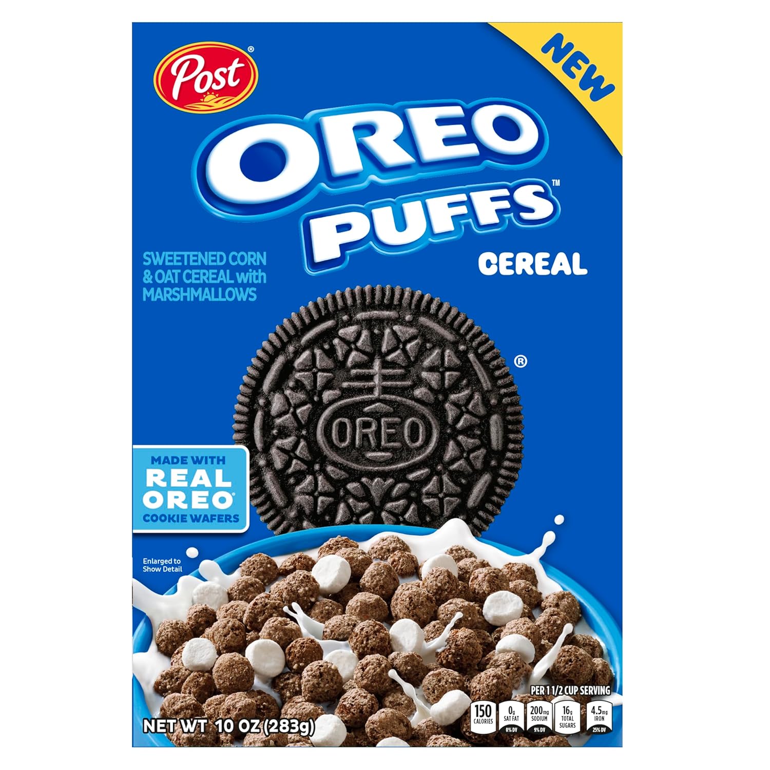 Post Oreo Puff Chocolate Breakfast Cereal, 10 oz Box