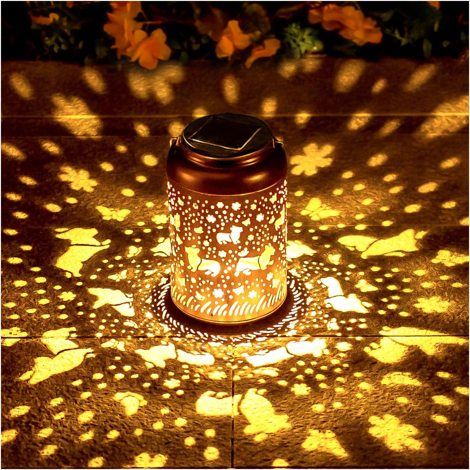 Corgi Dog Solar Lanterns Outdoor Hanging Waterproof Solar Lights Dog Gifts for Women Men Metal Decorative LED Lanterns for Outside, Patio, Landscape, Yard Decor, Garden Decorations