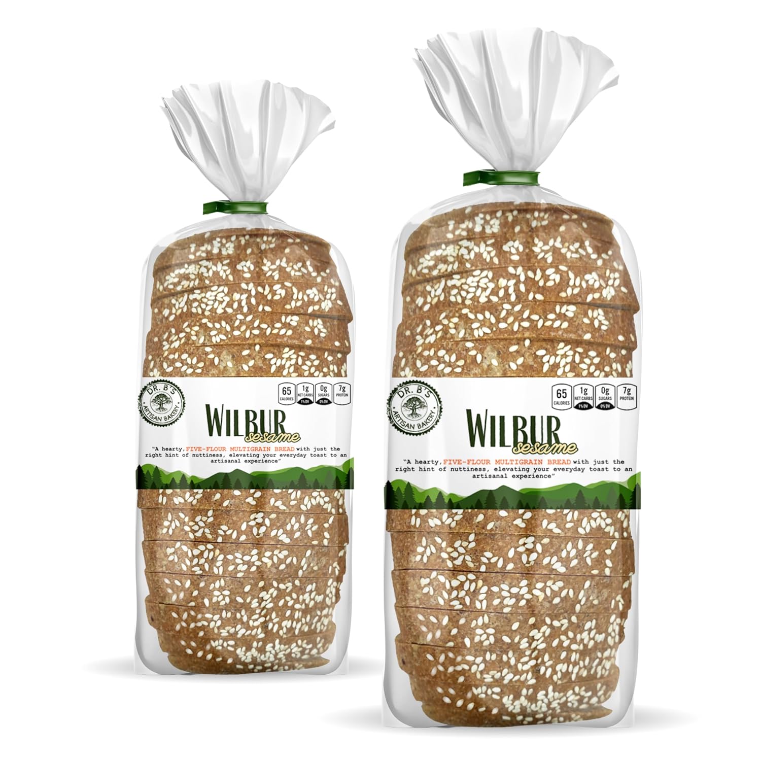 Dr. B's Multigrain Bread | 1g Net Carbs & 7g Protein | Low Calorie, Vegan, Sugar Free | Fresh, Sliced, Keto & Low Carb Bread Loaf (2 Pack (16 oz), Sesame)