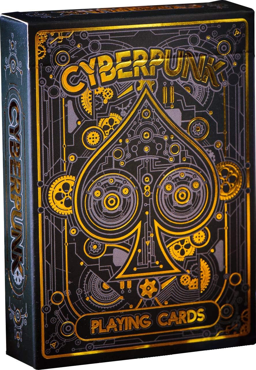 Cyberpunk Gold Playing Cards, Cardistry Decks, White Deck of Playing Cards for Kids & Adults, Cool Playing Cards with Card Game e-Book, Unique Playing Cards for Poker, Cyberpunk Cards