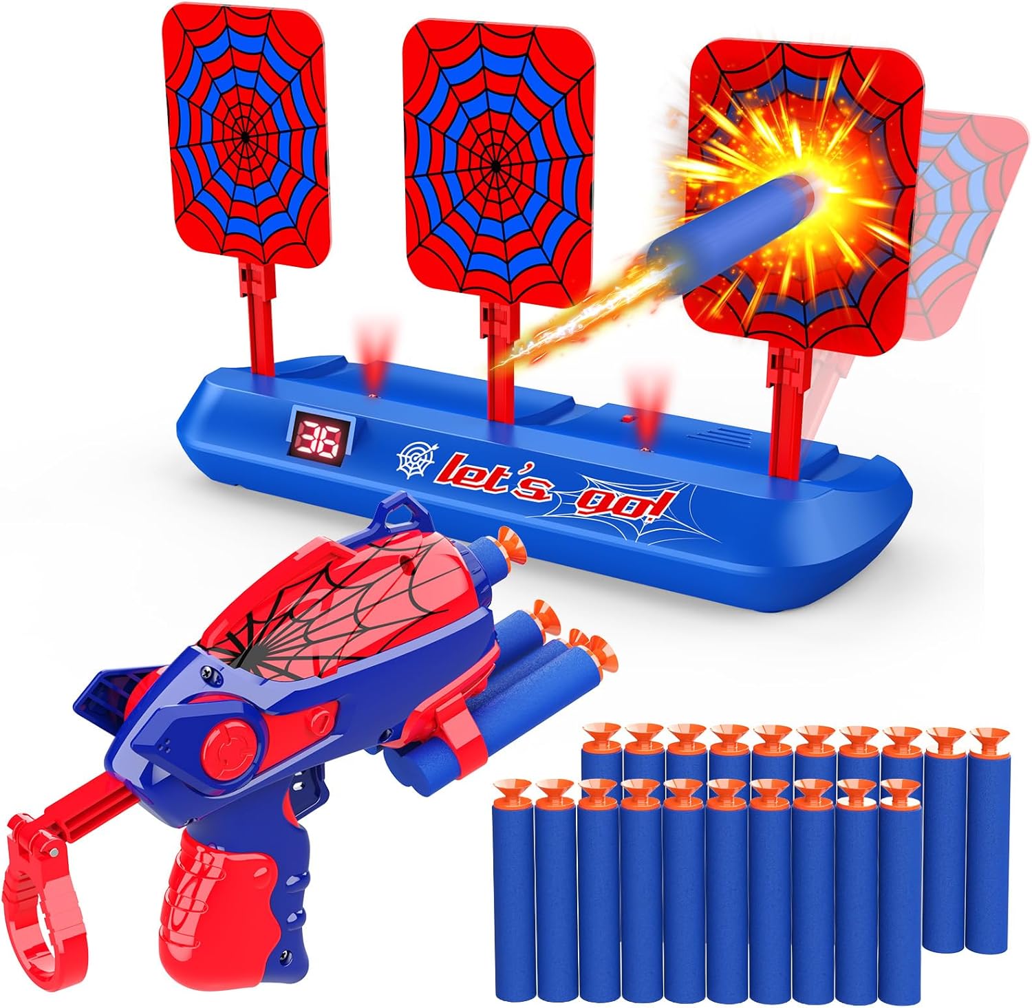 Toys for 3-9 Year Old Boys, Electronic Digital Target with Gun Toy for Nerf Toys 3-9 Year Old Boy Gifts Toys for 3-9 Year Olds Boys Toys Age 3-9