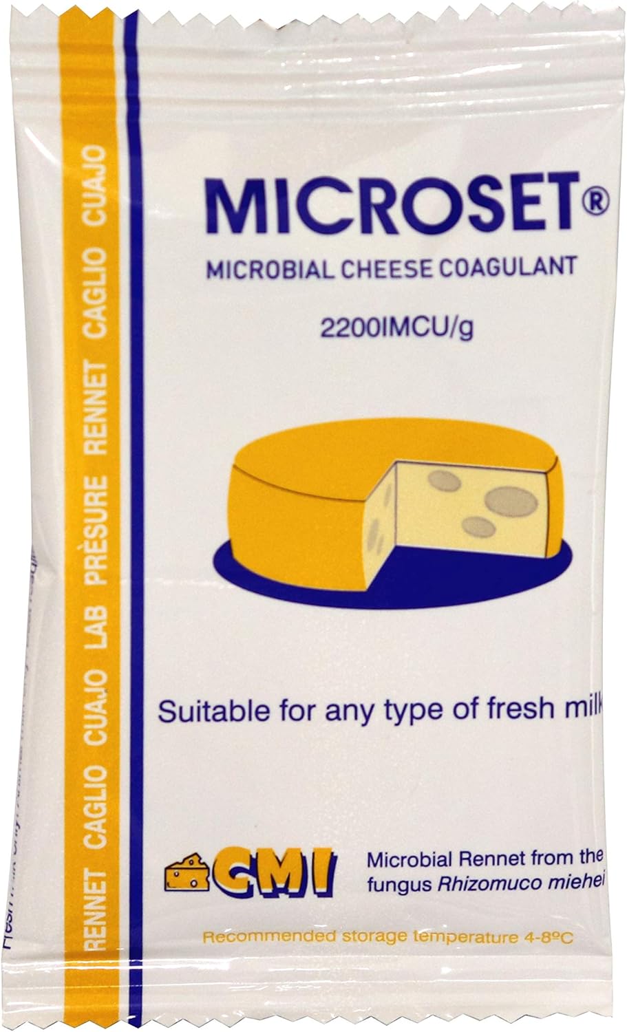Microbial Rennet Mix Cheese Coagulant Microset each Sachets is 5g | add 1 sachet to 4 gallons (15 litres) of Milk | Can be use for smaller quantities of milk | | Cuajo Caglio Presüre Lab (5, 5g)