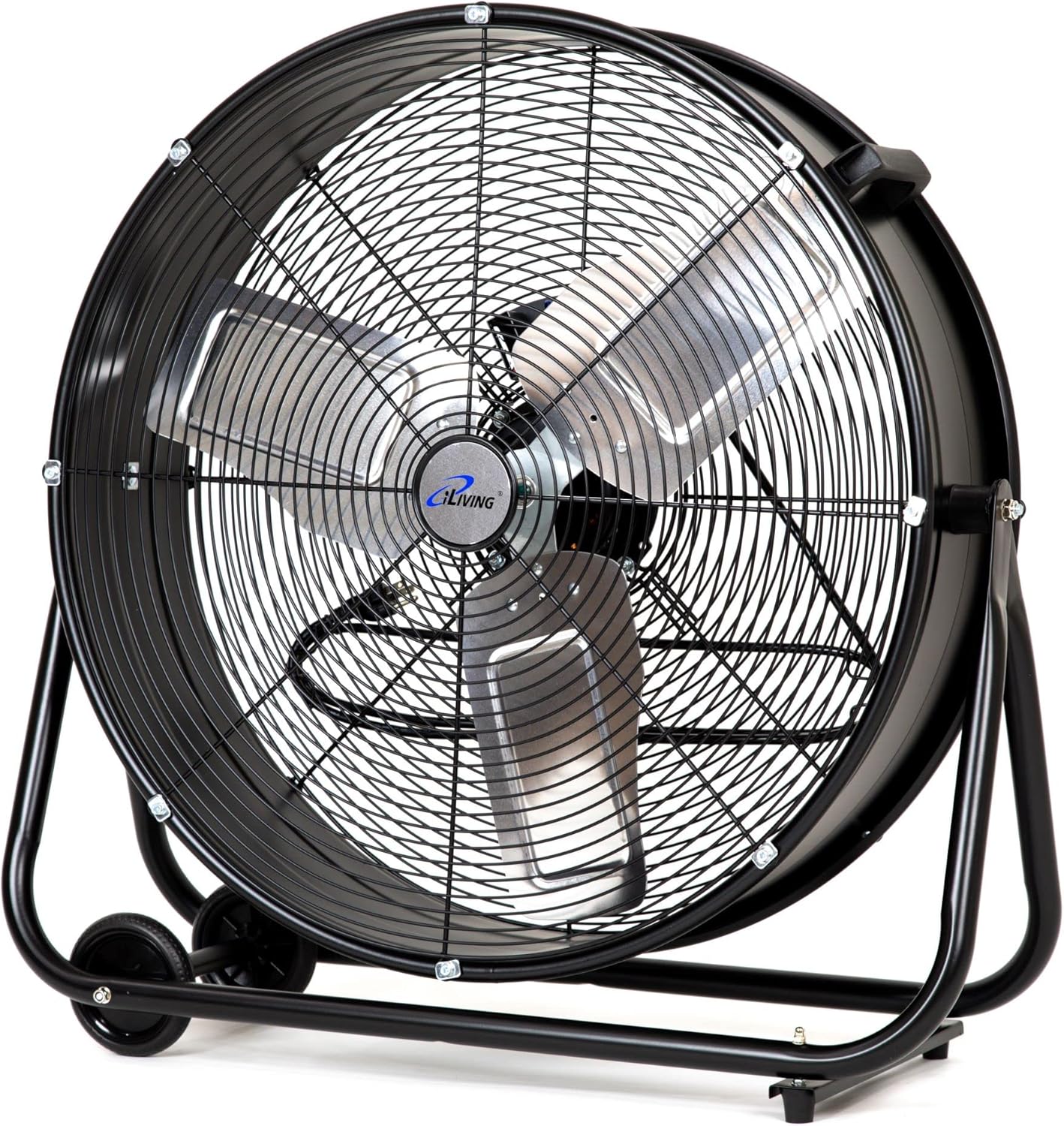 iLIVING 24" High Velocity Drum Fan Industrial, Commercial, Residential Air Circulator for Garage, Shop, Patio, Barn, Greenhouse, Speed Control 7700CFM, UL Listed,Black