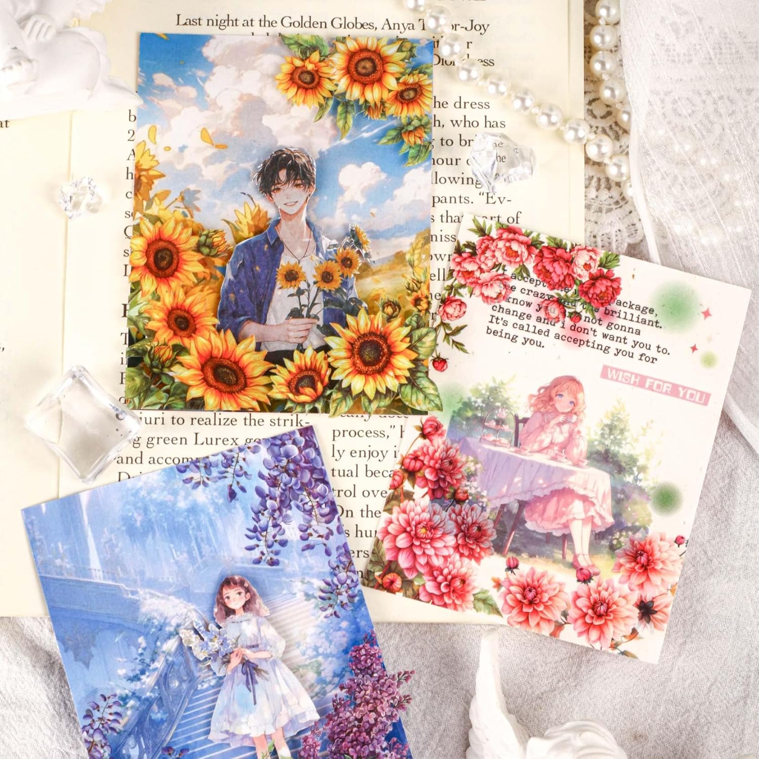 Alideco 120pcs Scrapbook Stickers Vintage floral border Scrapbooking Junk Journal Crafts Embelishment Decoration Stickers (huajiao)