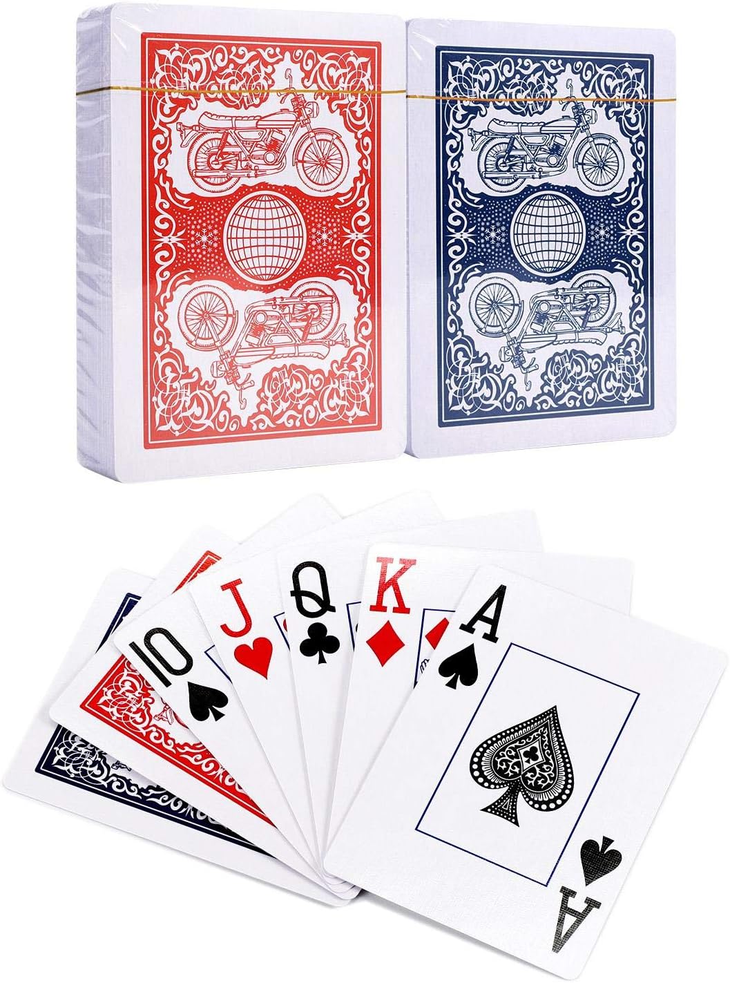 Vinsani Playing Cards, Poker Size Standard Index, 2 Decks of Cards (1 Blue and 1 Red), for Blackjack, Euchre, Canasta, Pinochle Card Game, Casino Grade