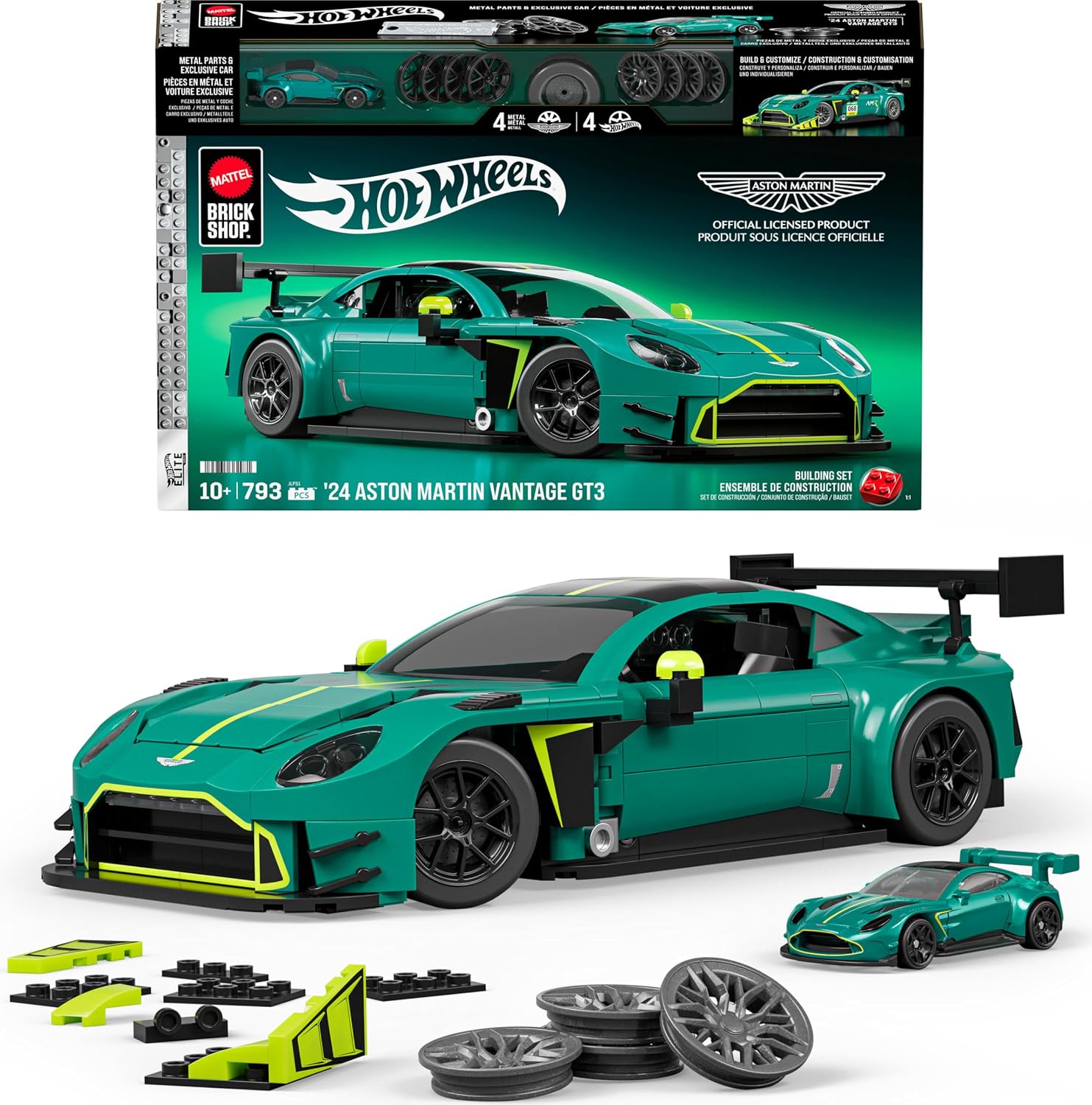 Mattel Brick Shop Hot Wheels ’24 Aston Martin Vantage GT3 Building Set