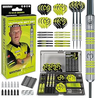 WINMAU Michael Van Gerwen MvG Gift Sets - 50 Piece Darts Set with 4 Sets of Shafts, 4 Sets of Flights Plus Accessories