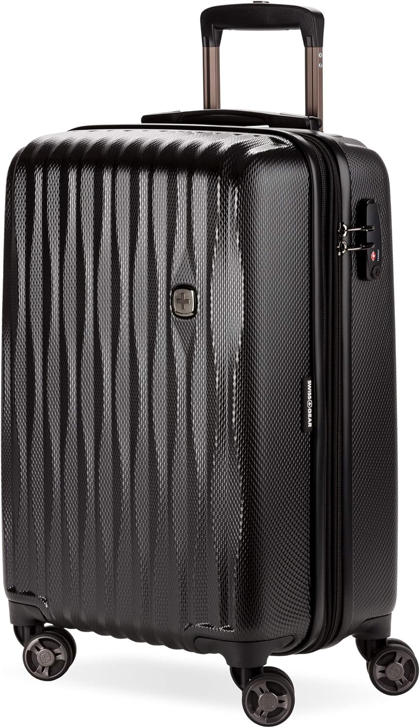SwissGear 7272 Energie Expandable Hardside Luggage with Spinner Wheels and TSA Lock, Black, Carry-On 19-Inch