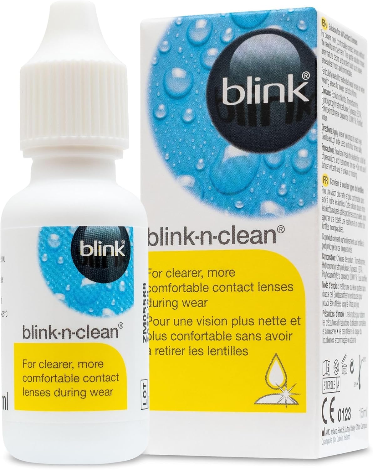 Blink-n-Clean Contact Lens Eye Drops for Dry Contact Lenses - Instant Cleaning and Moisturising for Dry Eyes - Refreshing & Lubricating Eye Drops Helps Maintain Lens Comfort, 15 ml