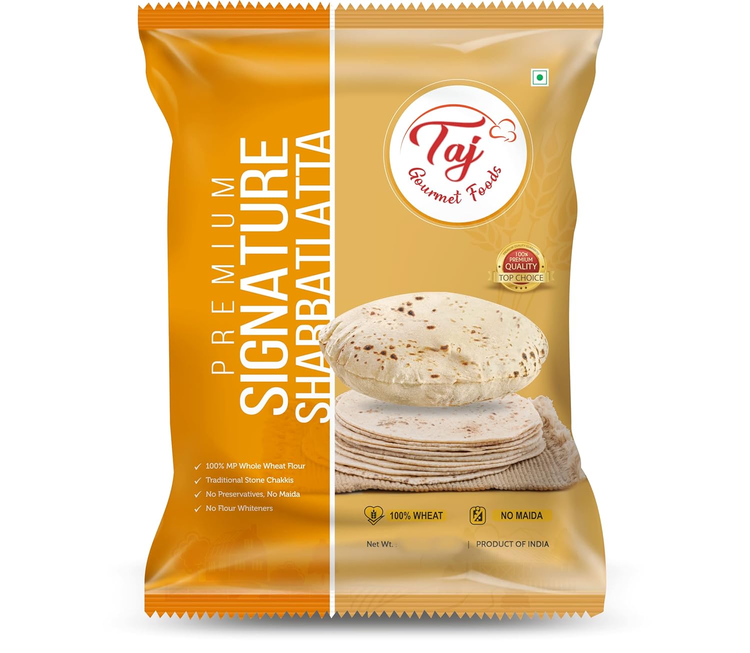 TAJ Signature Sharbati Atta, 10lbs, (Chakki Atta - Stone Ground) 100% Whole Wheat Flour, Chappati Flour