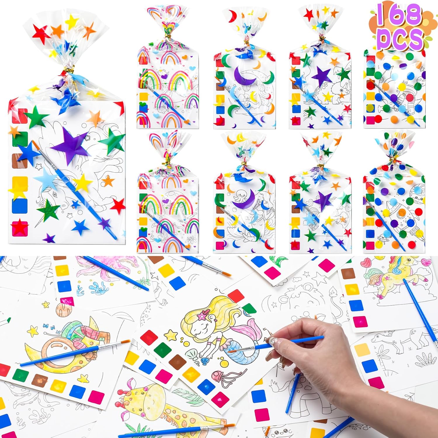 Party Favors for Kids 24 Pack(192 PCS) Watercolor Coloring Books with Goodie Bag Stuffers for Boys Girls Activity Books for Ages 4-8 Art Craft Kit Classroom Prizes School Birthday Gifts Party Supplies
