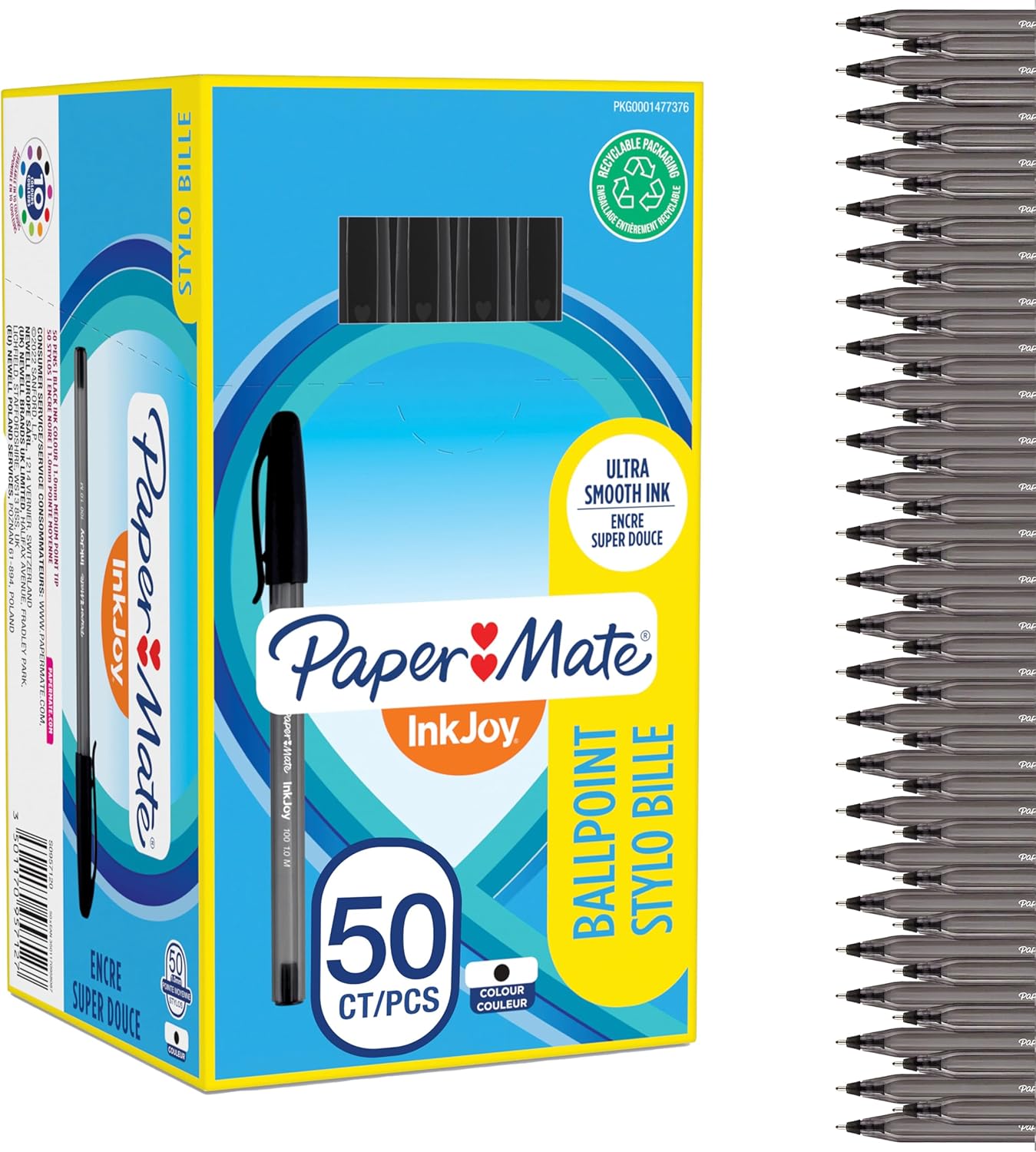 Paper Mate InkJoy 100ST Ballpoint Pens | Medium Point (1.0mm) | Black | 50 Count
