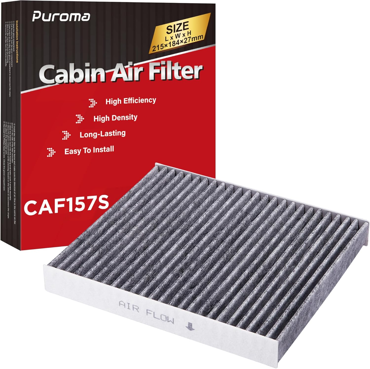 Puroma 1 Pack Cabin Air Filter with Activated Carbon, Replacement for CP157, CF12157, Select Lexus, Mazda, Subaru and Toyota Avalon, Camry, Corolla, Highlander, Prius, RAV4, Sienna, Venza
