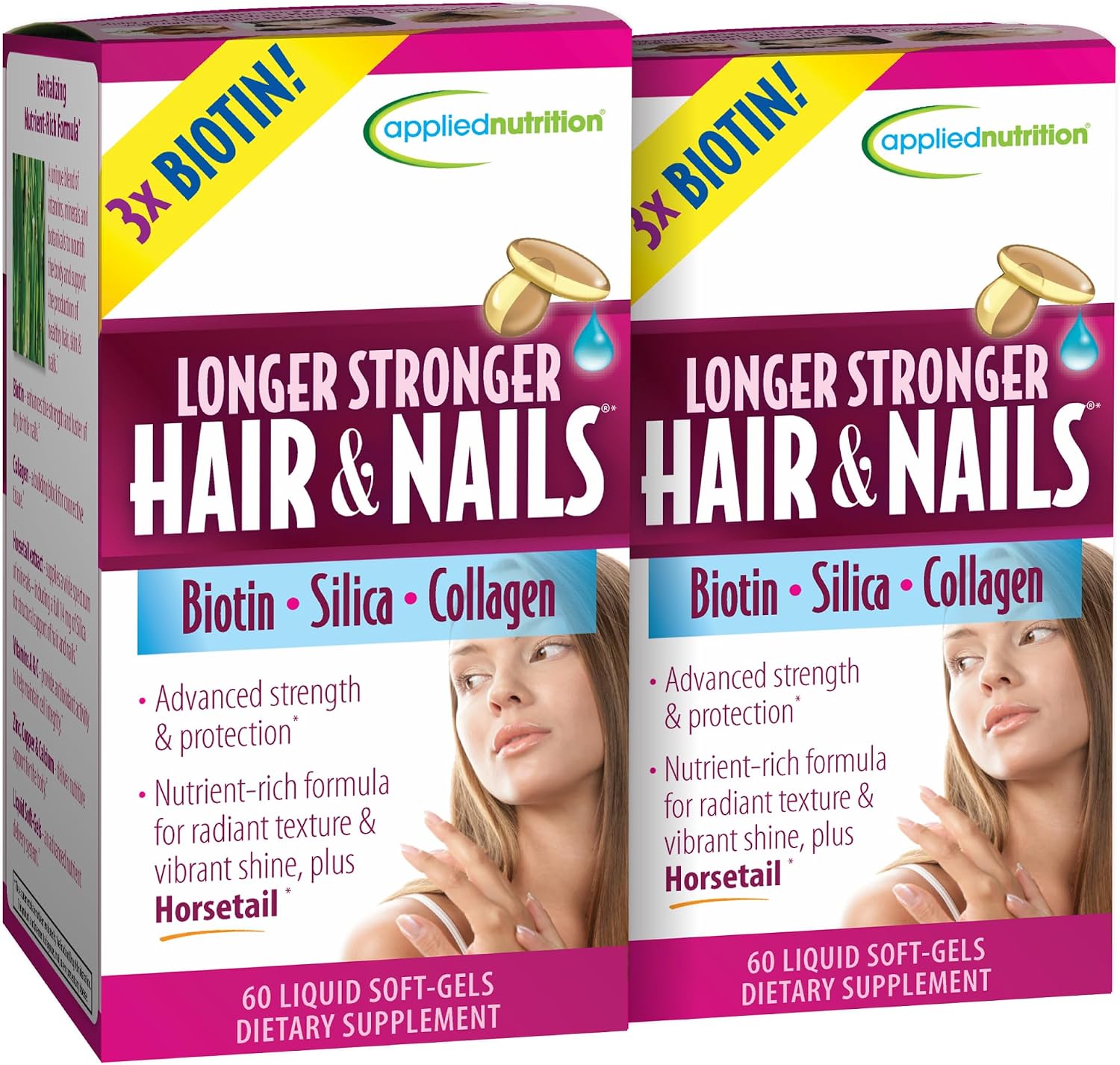 Applied Nutrition Longer Stronger Hair & Nails Beauty Formula (2 Pack)