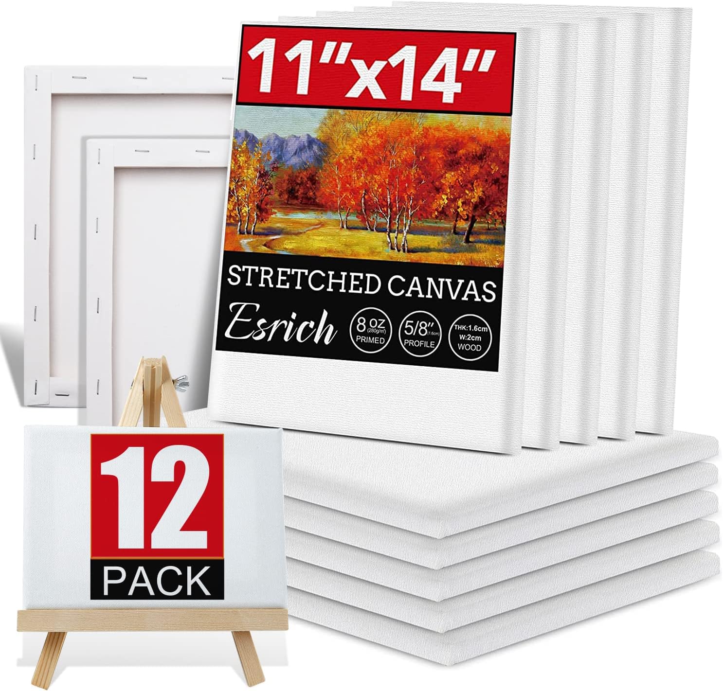 12 Pack Canvases for Painting with 11x14, Painting Canvas for Oil & Acrylic Paint.