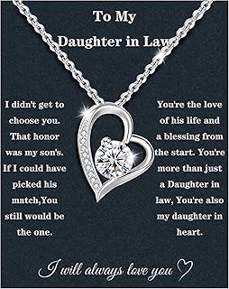 Christmas Gifts For Daughter In Law Necklace 925 Sterling Silver Daughter In Law Gifts From Mother In Law Birthday Gifts With Message Card &Gift Box (888-Heart01)
