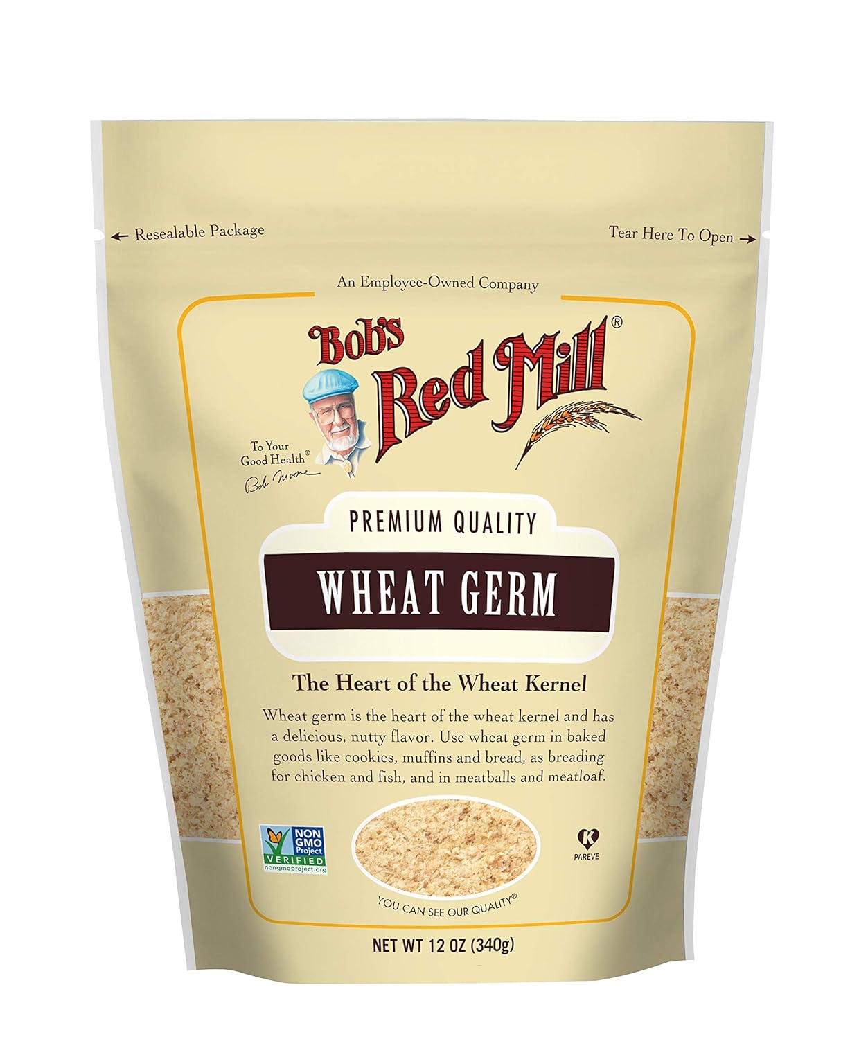 Bob's Red Mill Wheat Germ, 12oz (Pack of 1) - Non GMO, Vegan, Kosher