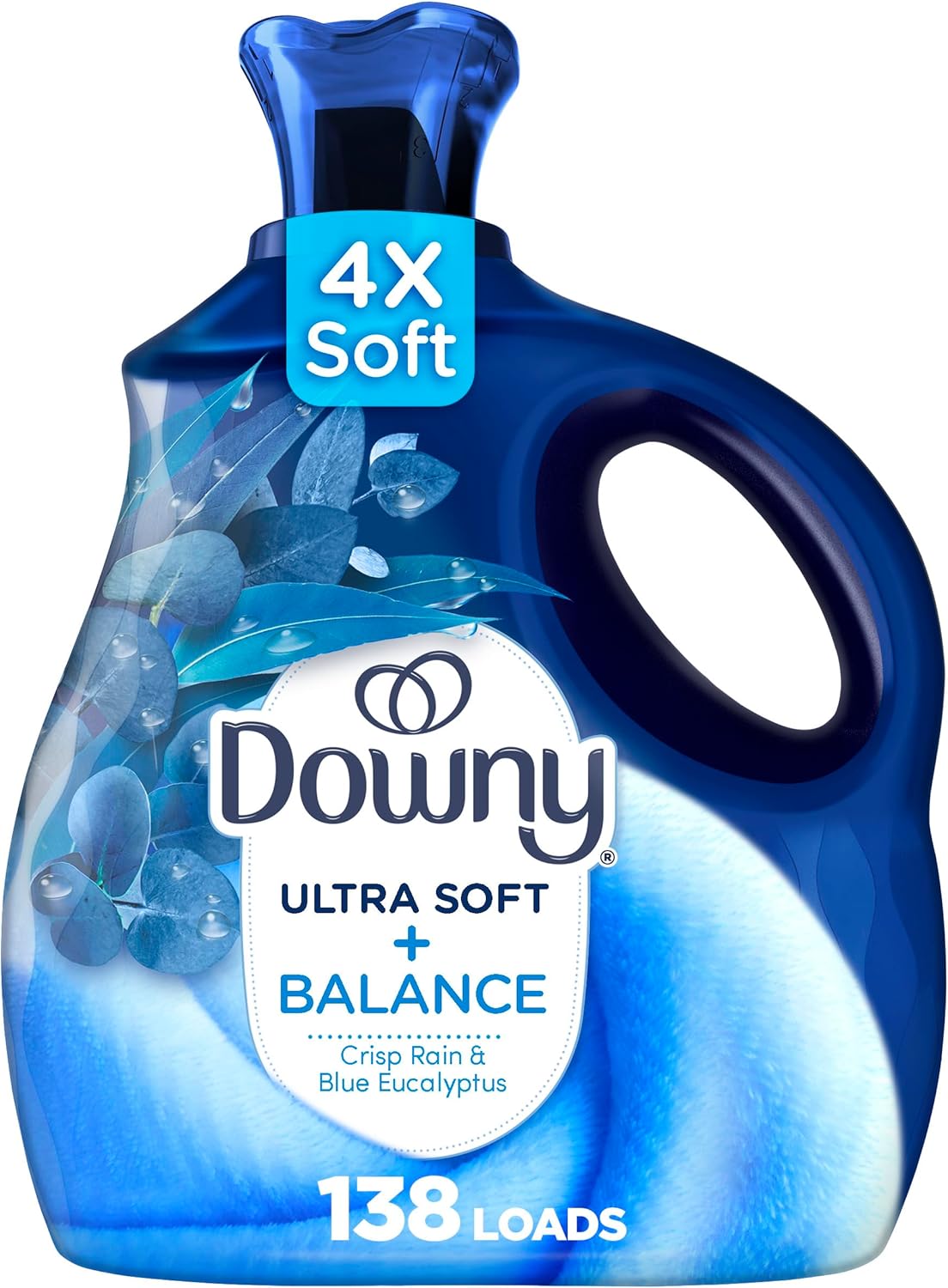 Downy Ultra Soft Fabric Softener Liquid, Balance, Crisp Rain and Blue Eucalyptus, 93 fl oz, 138 Loads