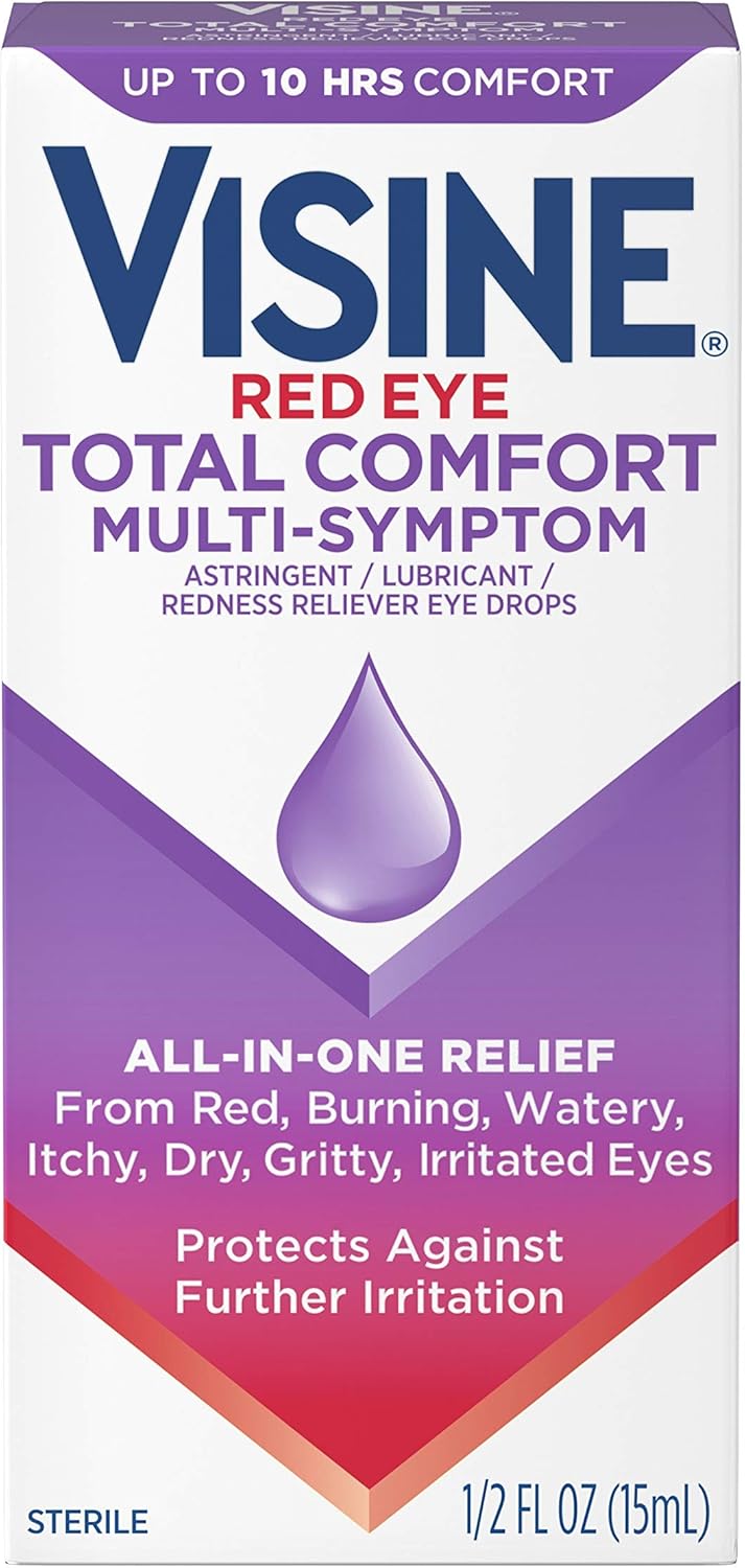Visine Multi-Symptom Eye Drops - Astringent, Lubricant & Redness Reliever for Irritated, Dry, Red Eyes - 0.5 fl. oz