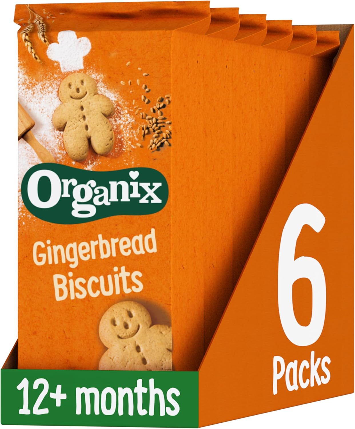 Organix Gingerbread Biscuits, Organic Toddler Snack, 12+ Months, 135 g Box (Pack of 6)