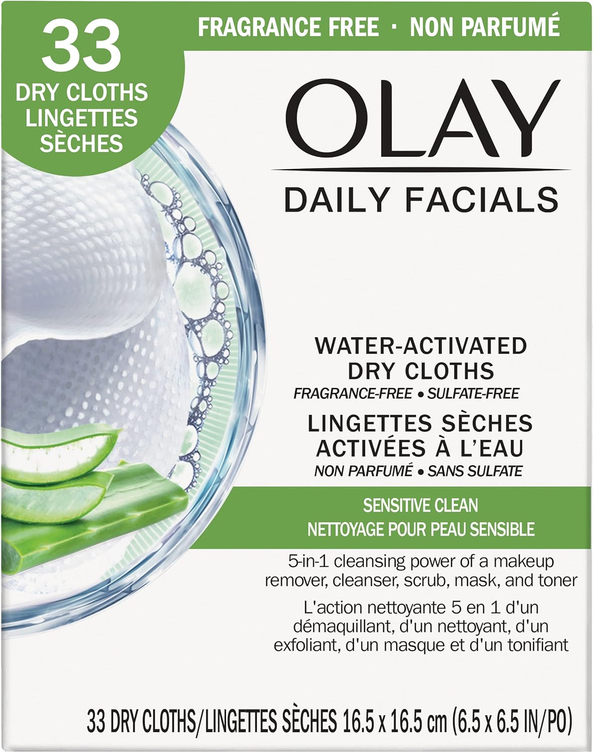 Olay Sensitive 4-In-1 Daily Facial Cloths, 33 Count (Pack Of 2)