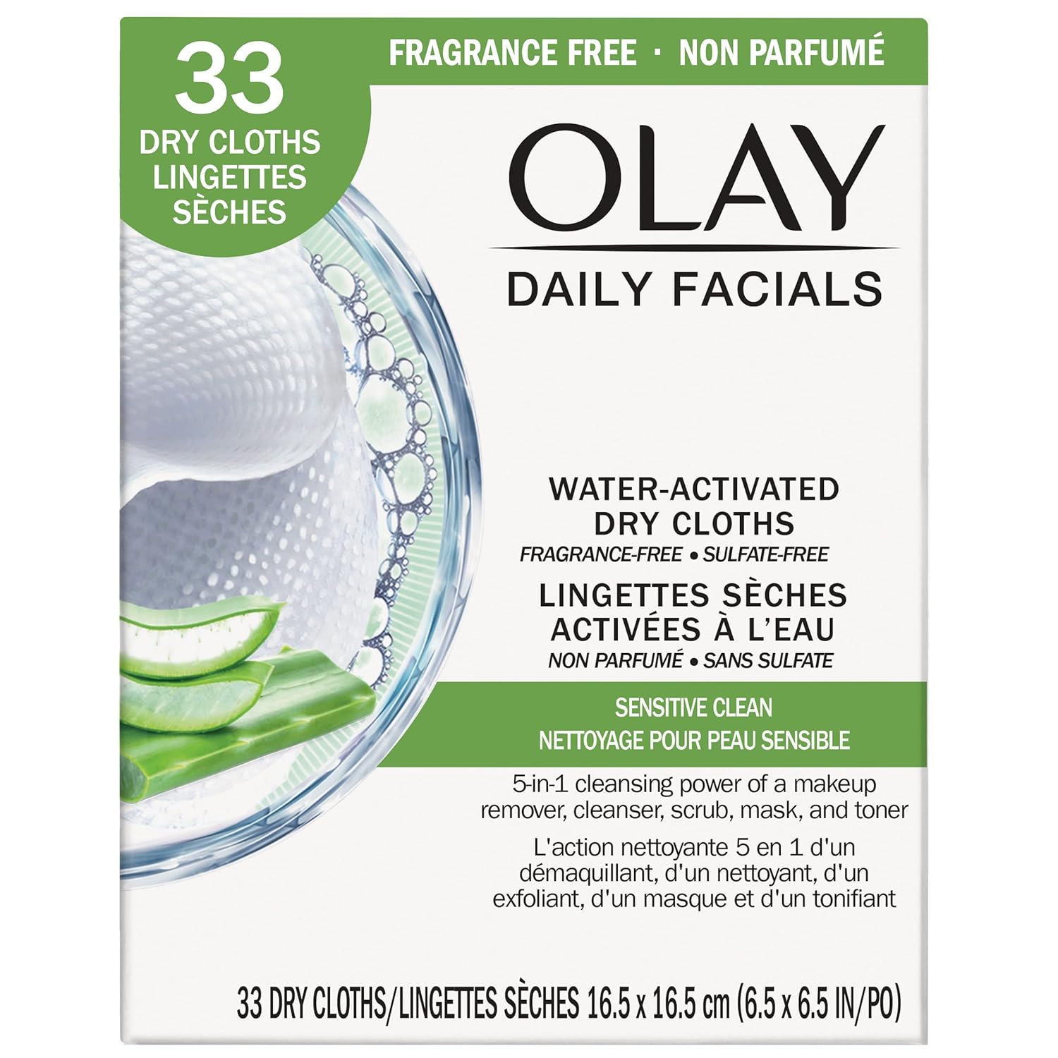 Olay 4-in-1 Sensitive Daily Facial Cloths, 33 ct