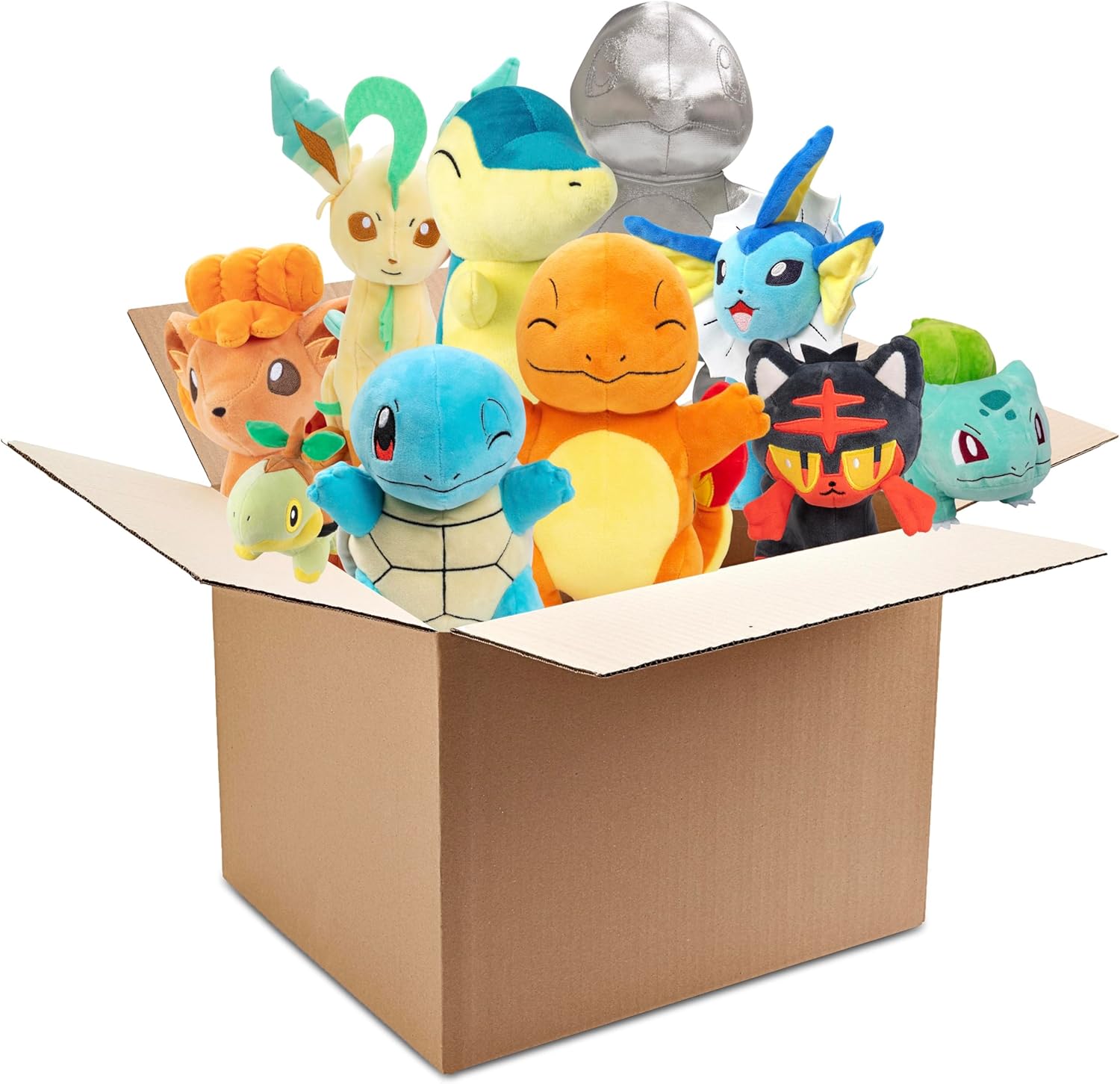 Pokemon Fire, Grass & Water Type 8" Plush Mystery Blind Box 3-Pack - Receive 3 Assorted Characters & Starters - Surprise Stuffed Animal Toy Figures - Gift for Kids, Boys, Girls - 2+