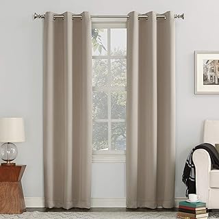 Sun Zero Easton Energy Saving Blackout Grommet Curtain Panel, 40" x 84", Stone