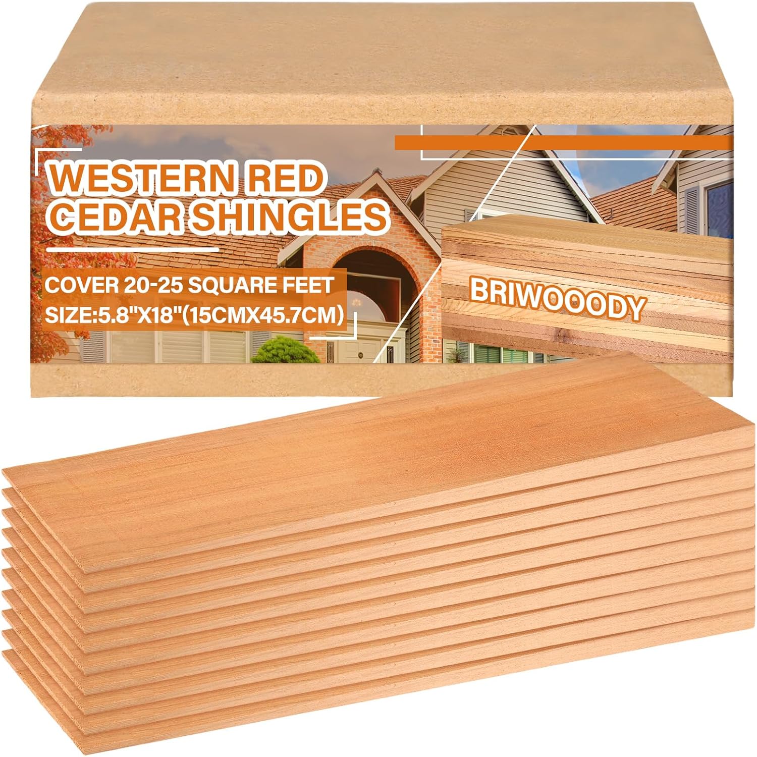 64 Pcs Western Red Cedar Shingles Chips bulk, Cedar Siding Roof Shingles, Wooden Roof Tiles Covers 20-25 Square ft
