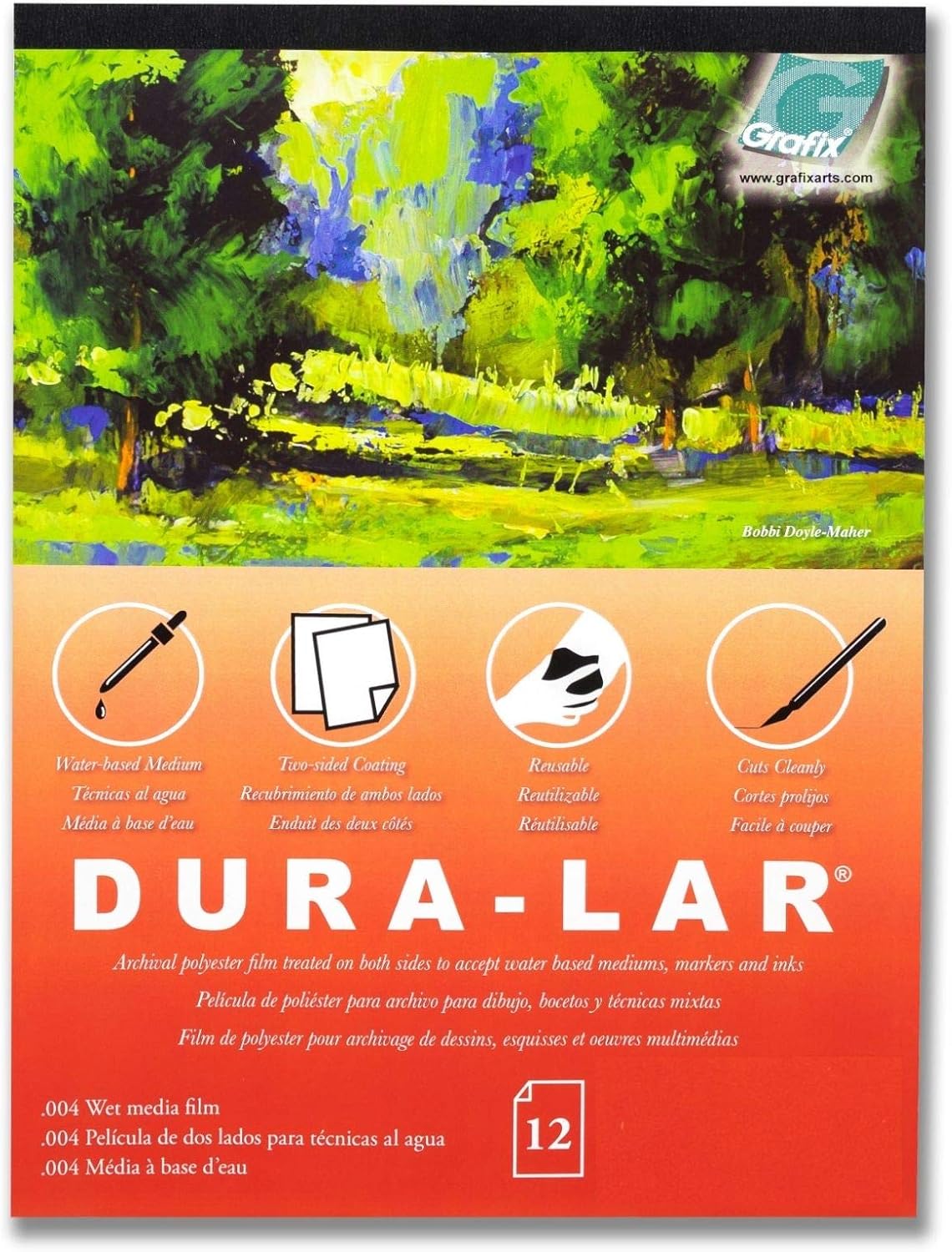 Grafix Dura-Lar Film, .004 in, Ultra Clear, 11 x 14 in, Pad