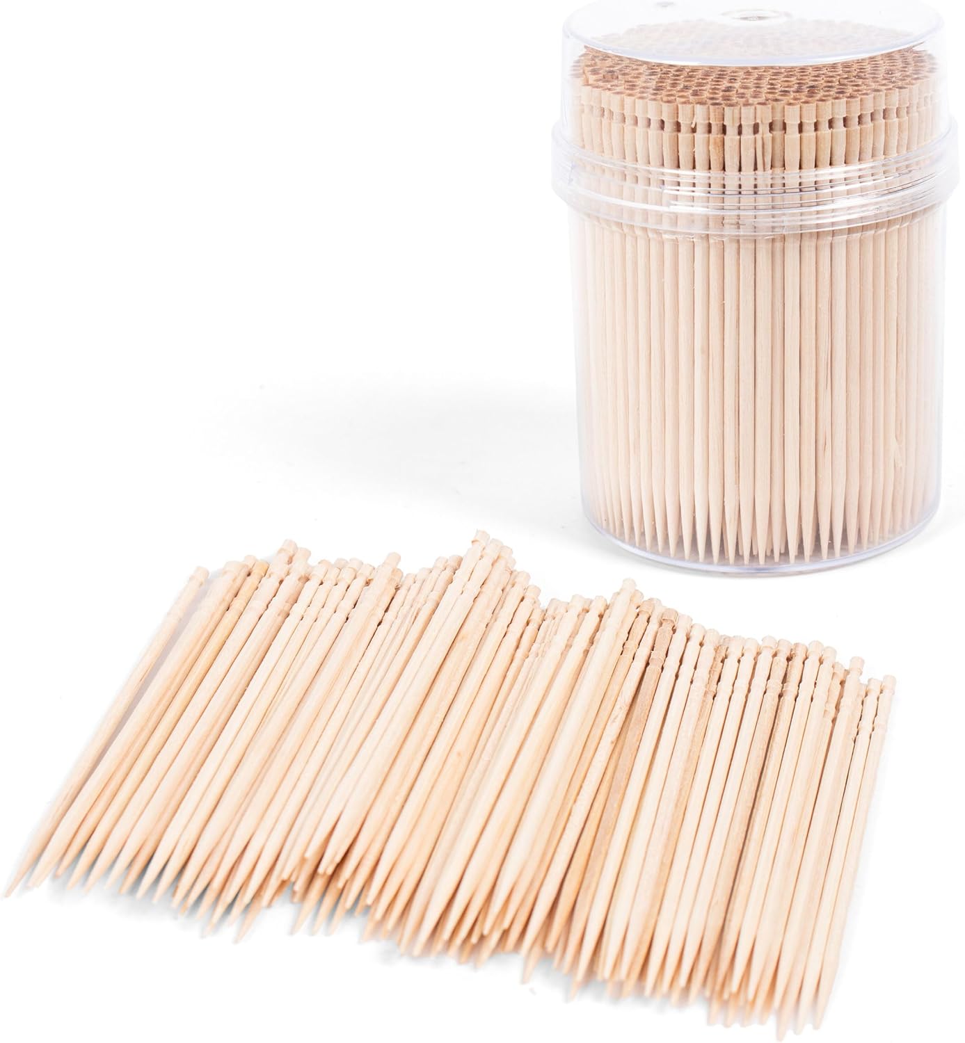 1 Pack Wooden Round Toothpicks Wood Fruit Salad Cocktail Sticks 500Pcs, 66mm Length