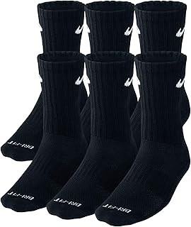 Nike 6 Pack Sports Dri-Fit Moisture Wicking Athletic Crew Socks Red Yellow Blue Green Purple Orange White