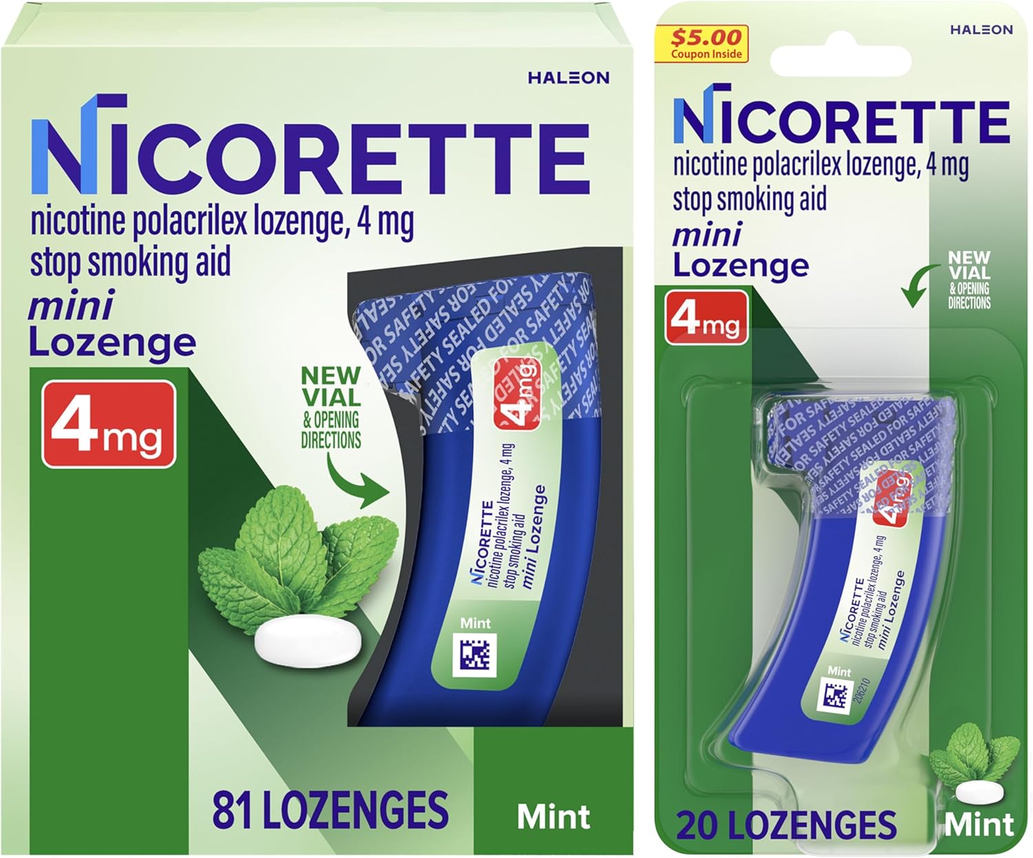 Nicorette 4 mg Mini Nicotine Lozenges to Help Stop Smoking - Mint Flavored Stop Smoking Aid, 101 Count