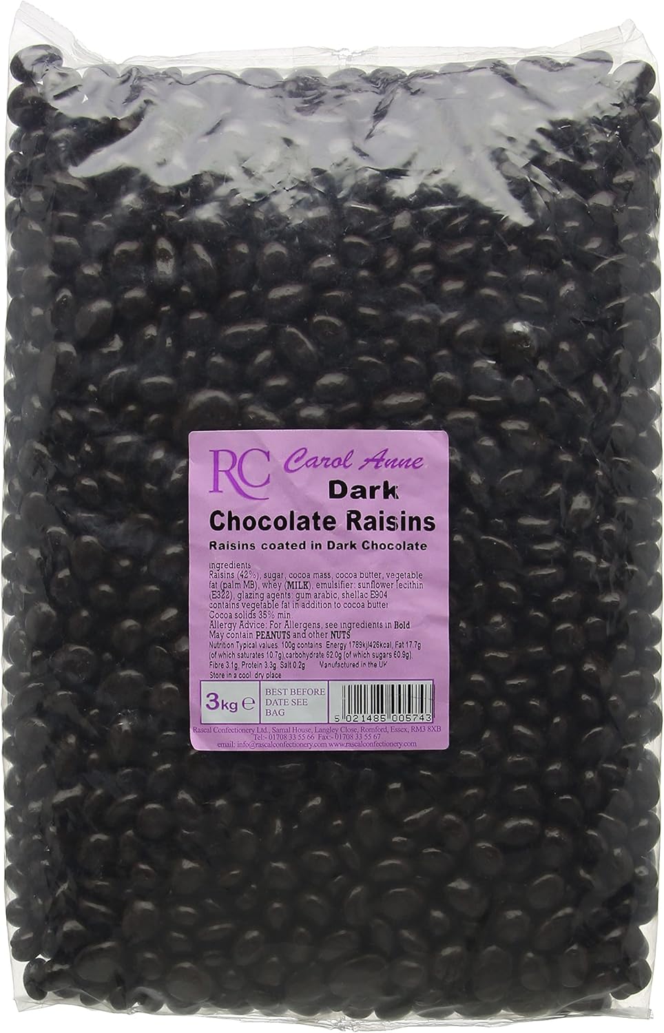 Carol Anne Dark Chocolate Raisins, 3 kg