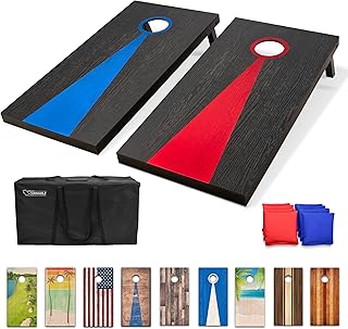 GoSports 4 ft x 2 ft Regulation Size Premium Wood Cornhole Set - Vintage Wood Designs (Choose your style)