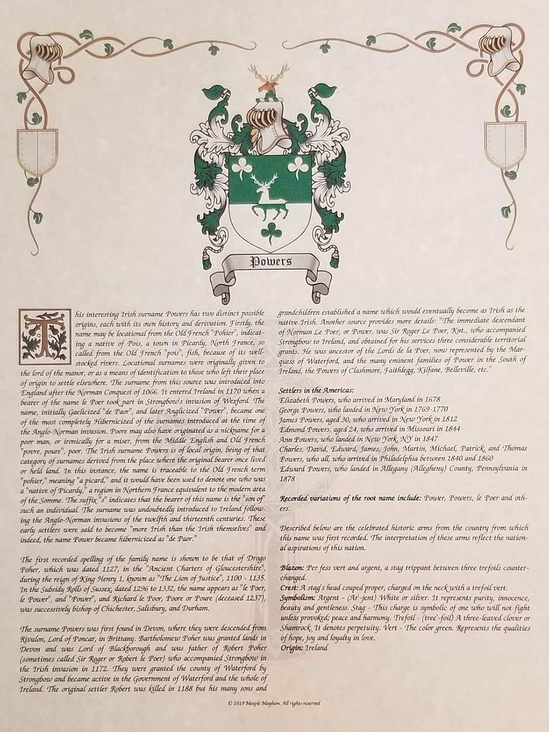 Mr Sweets Fitman Coat of Arms, Crest & History 8.5x11 Print - Name Meaning, Genealogy, Family Tree Aid, Ancestry, Ancestors, Namesakes - Surname Origin: English England