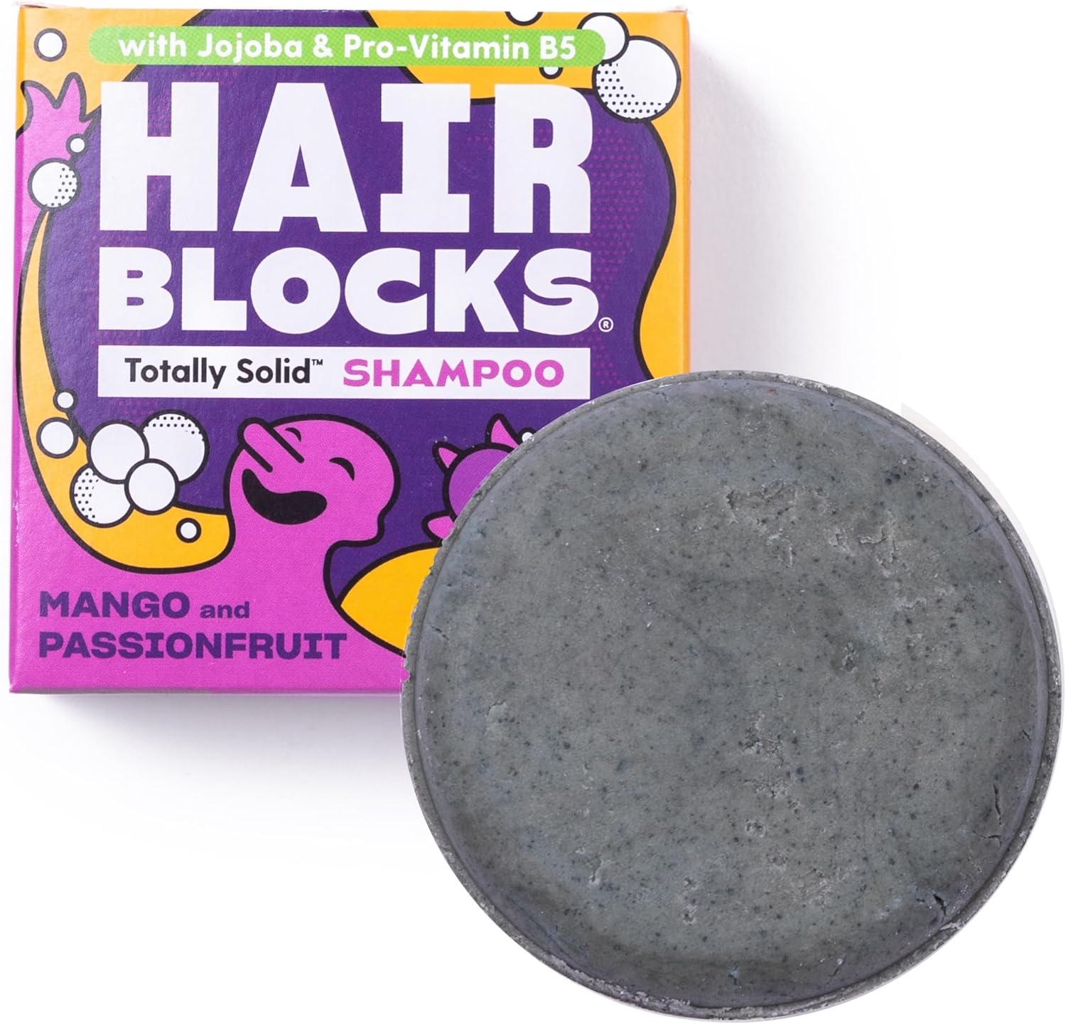 Hair Blocks - Solid Shampoo Bar (85g) for all hair types: Mango & Passionfruit Solid Shampoo Bar | Soap Free, Plastic Free | Plant Based | Natural | Conditioning