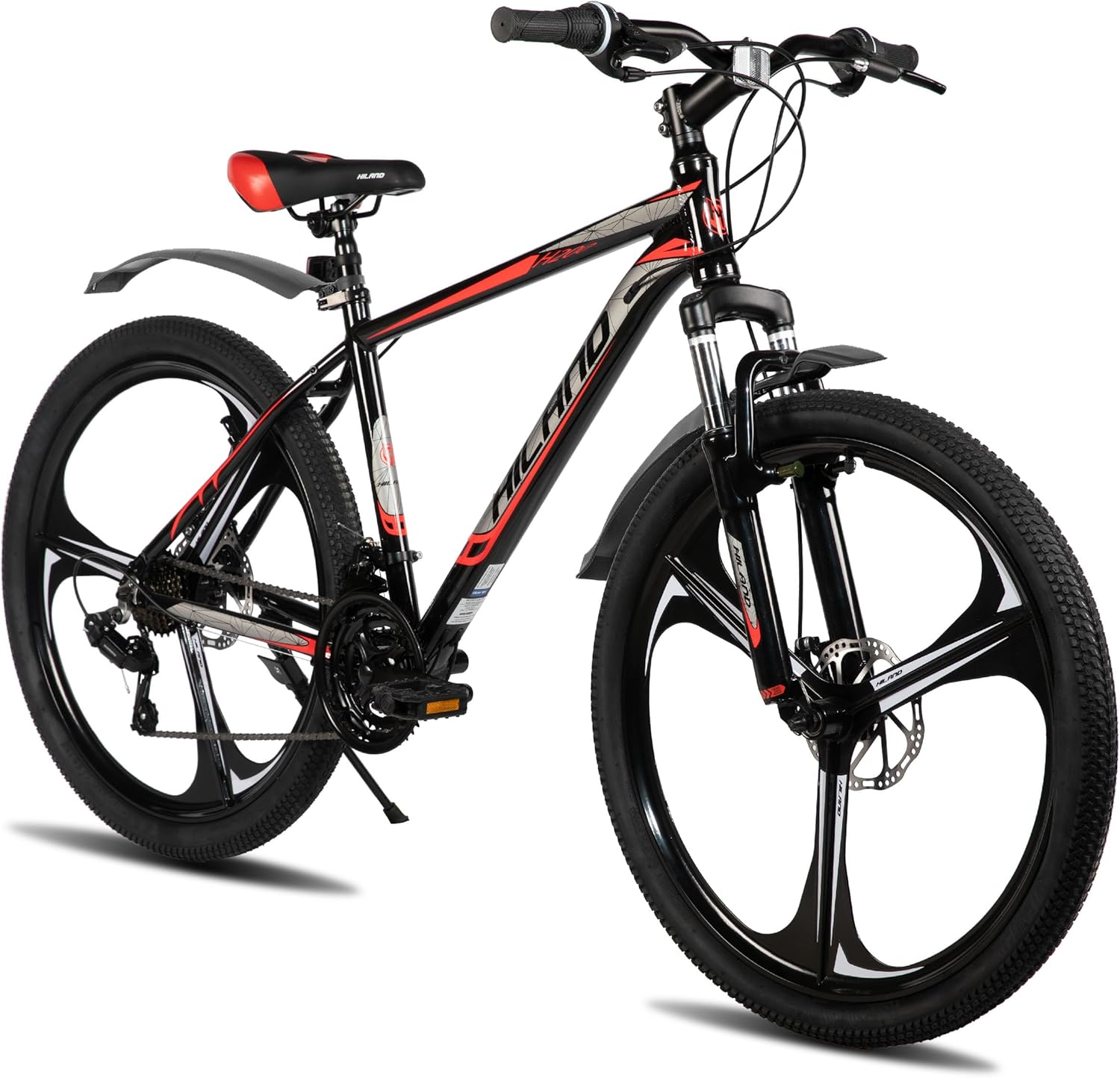 HILAND 26" MTB Mountain Bike for Men Women Adults, 18-Speed, Disc Brake, Lightweight Aluminum Frame, 3/6 Spoke Wheel