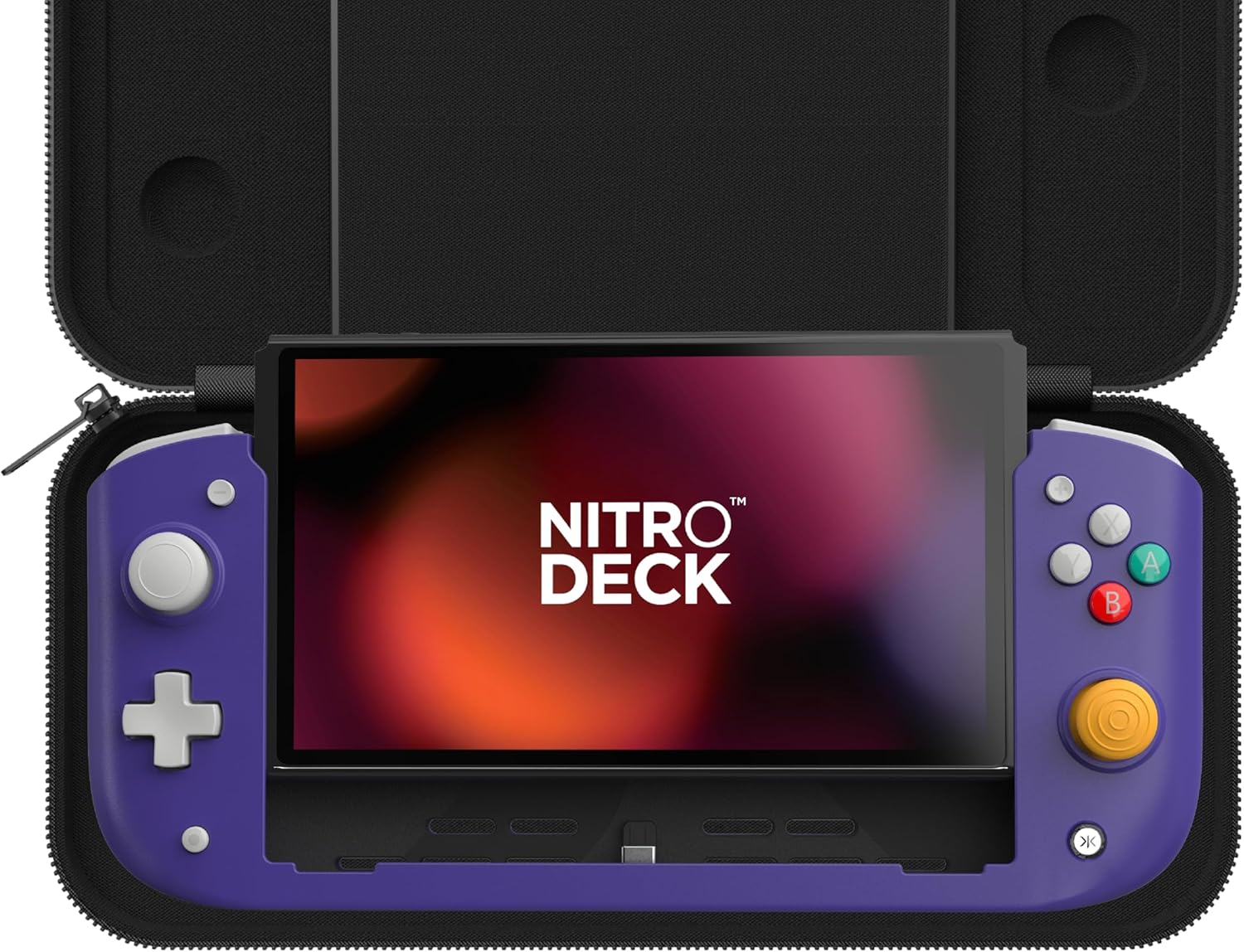 CRKD Nitro Deck Limited Edition with Carry Case - Professional Handheld Deck with Zero Stick Drift for Nintendo Switch and Switch OLED (Retro Purple- Crystal Collection)