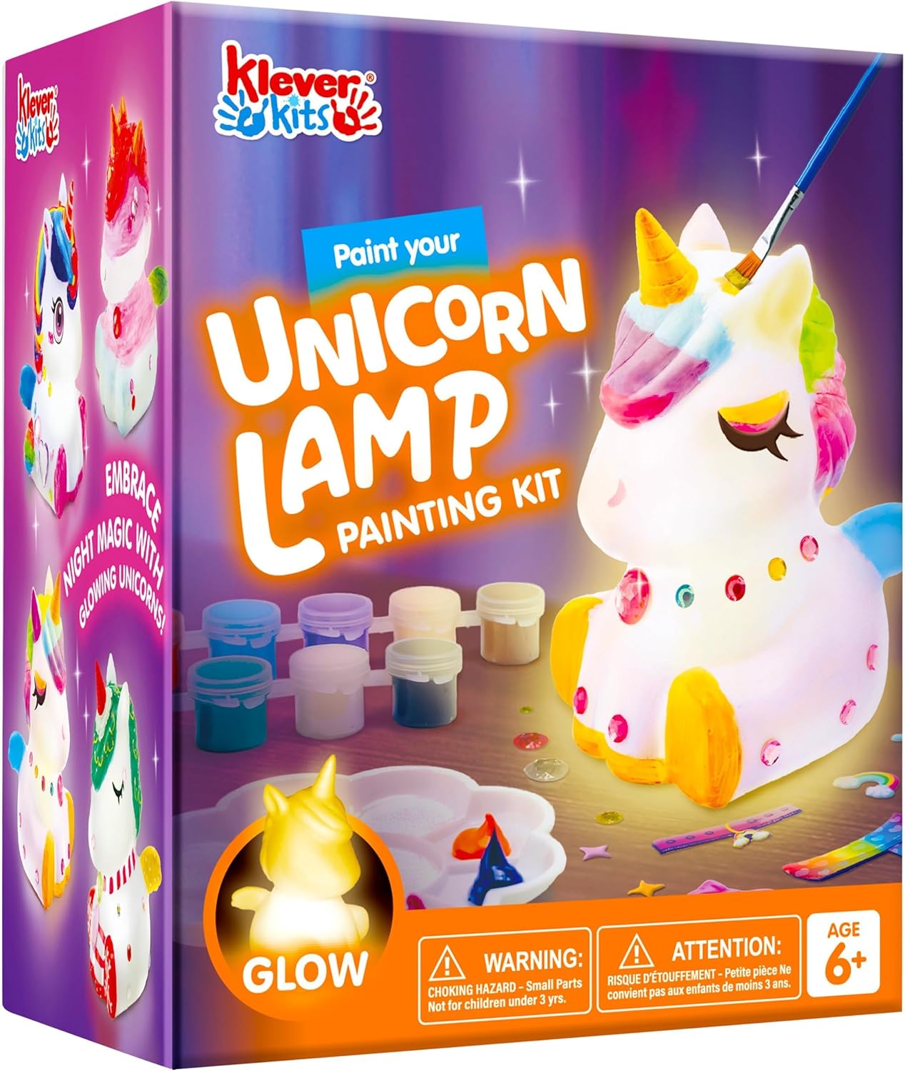 Klever Kits DIY Night Light- Paint Your Own Unicorn Lamp- Arts & Crafts Kit School Activities Art Supplies Painting Kits, Birthday Gifts for Girls Boys Aged 6+