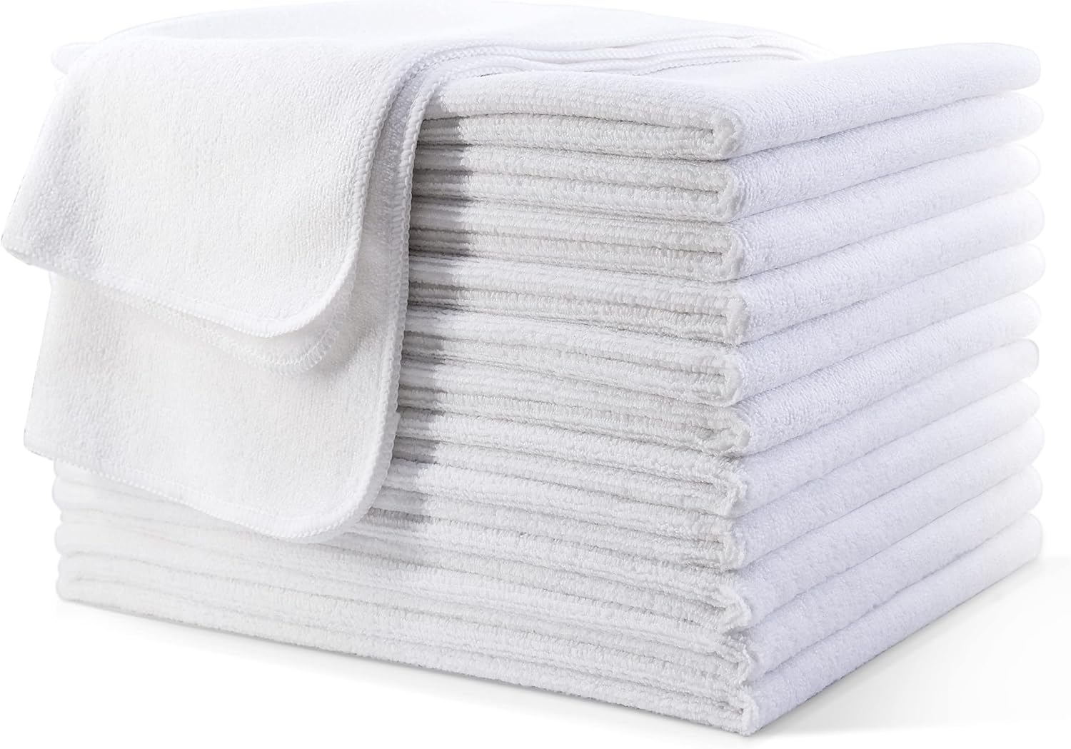 POLYTE Professional Quick Dry Lint Free Microfibre Hair Drying Salon Towel, 40x73 cm, 12 Pack (White)